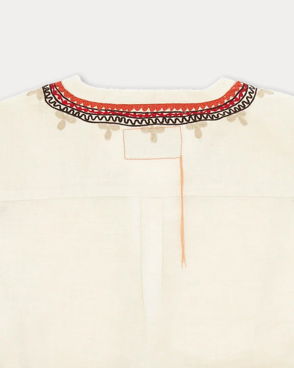 Cinthya Blusa Ricamata in Cotone Lino