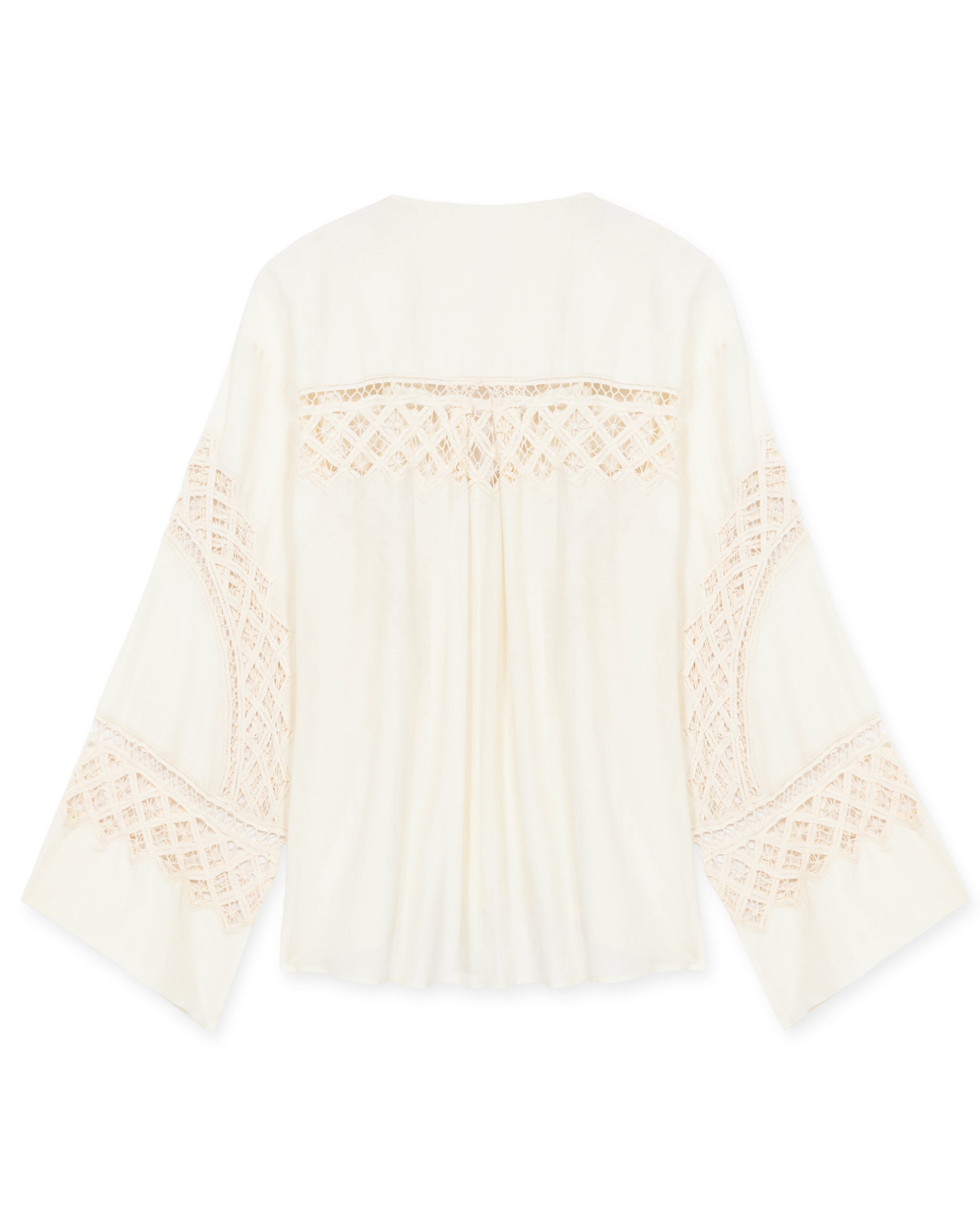 Cleide Camicia In Mussola di Cotone con Intarsi e Perline