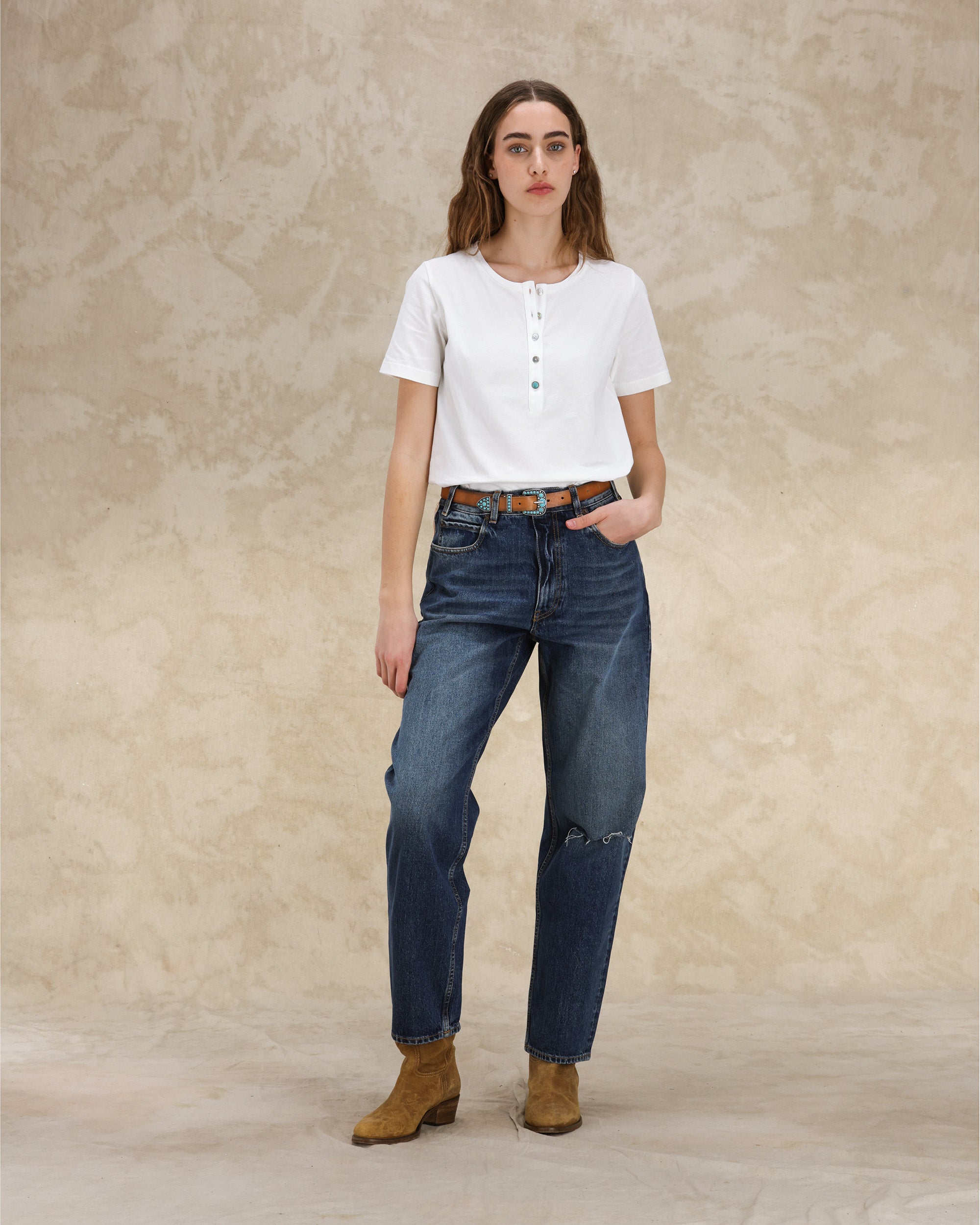 Coralies T-Shirt Serafino in Cotone