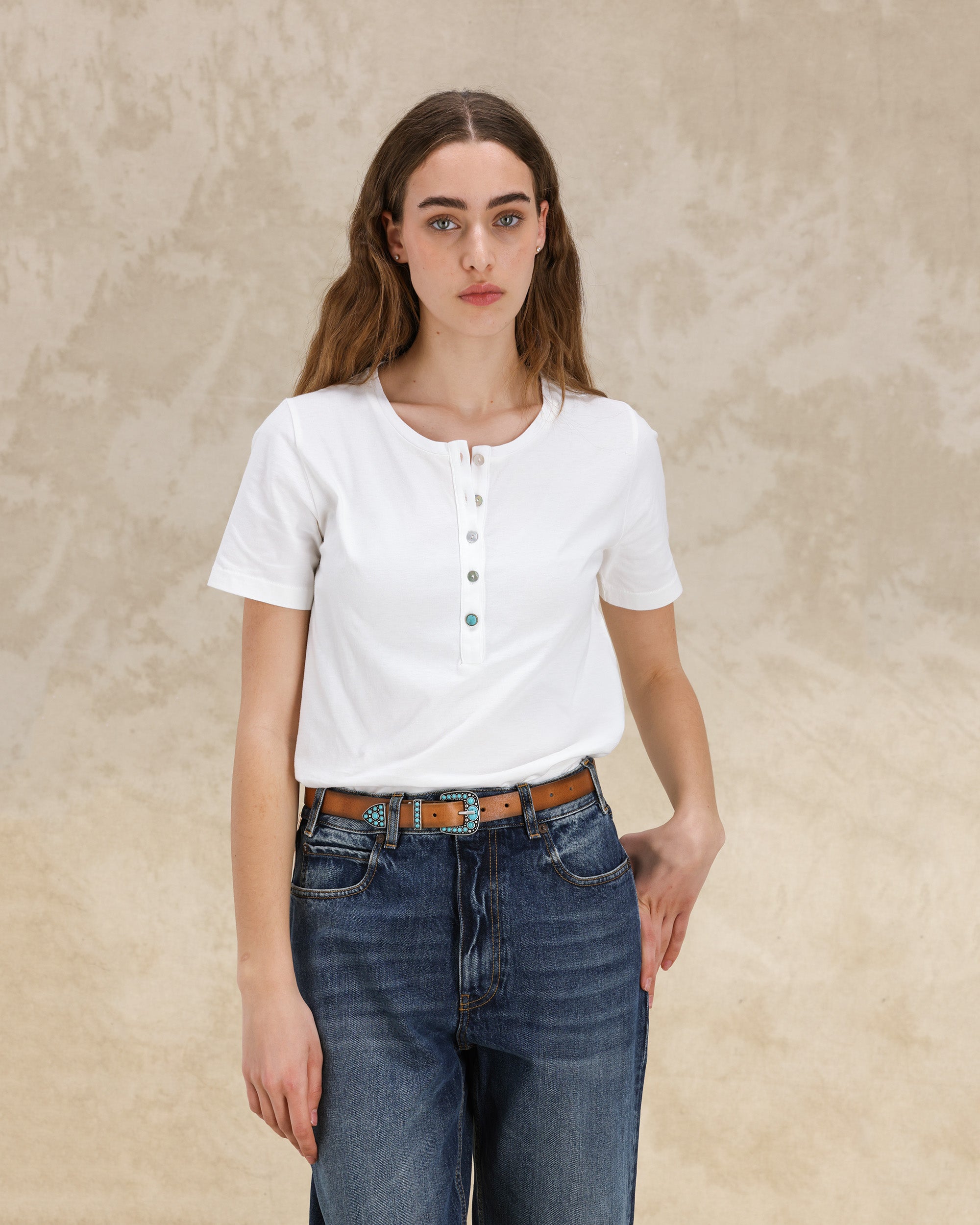 Coralies T-Shirt Serafino in Cotone