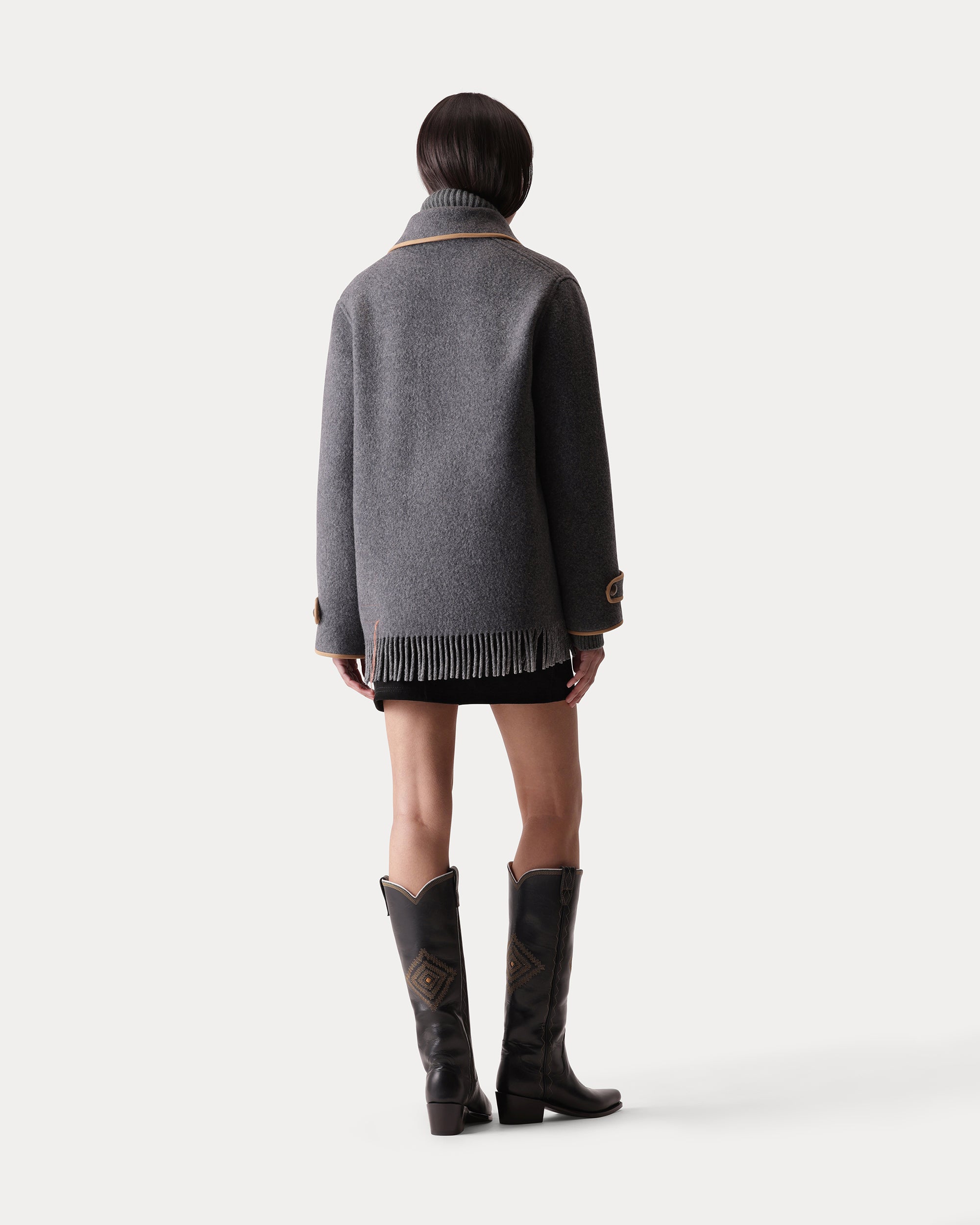Danika Fringed Wool Coat