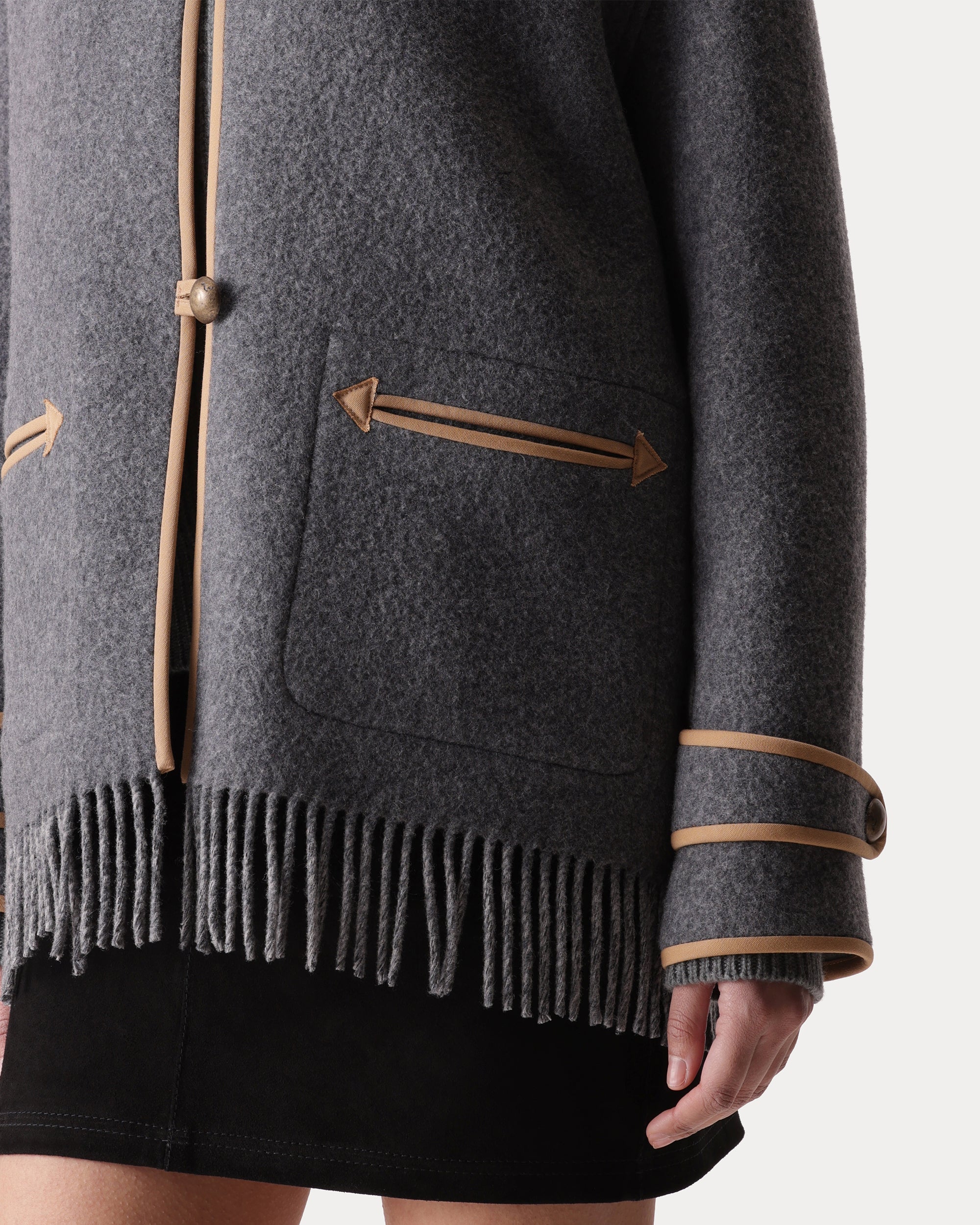 Danika Fringed Wool Coat