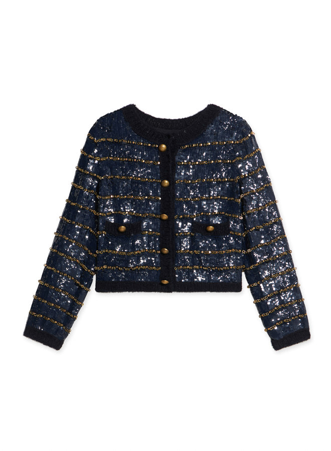 Divine Giacca Corta con Pailettes e Anelli