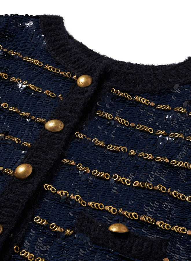 Divine Giacca Corta con Pailettes e Anelli