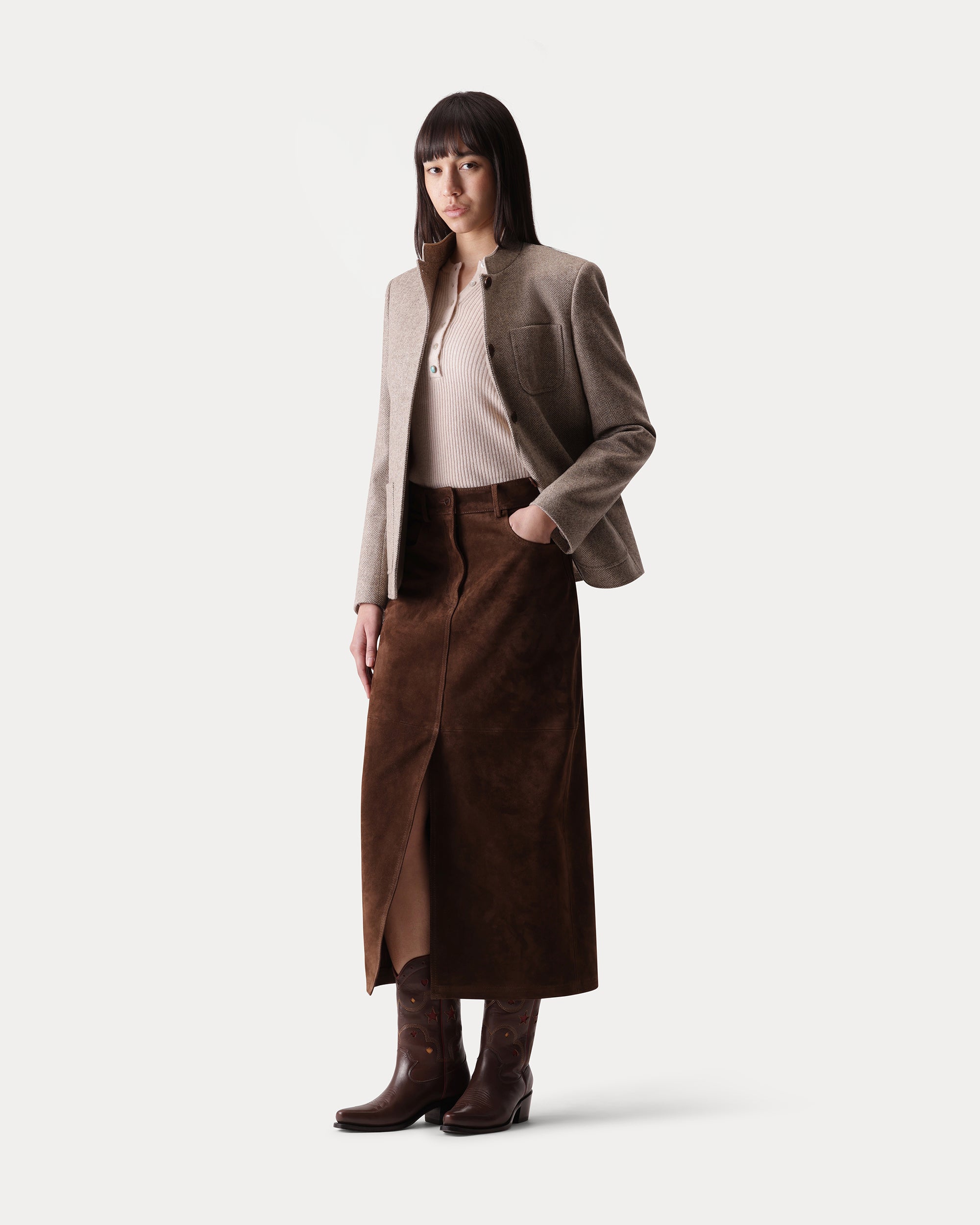 Fanny Single-Breasted Herringbone Wool Jacket