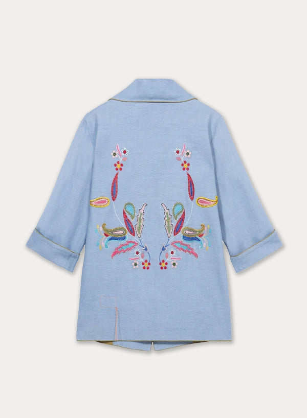 Flos Overcoat Linen Embroidered