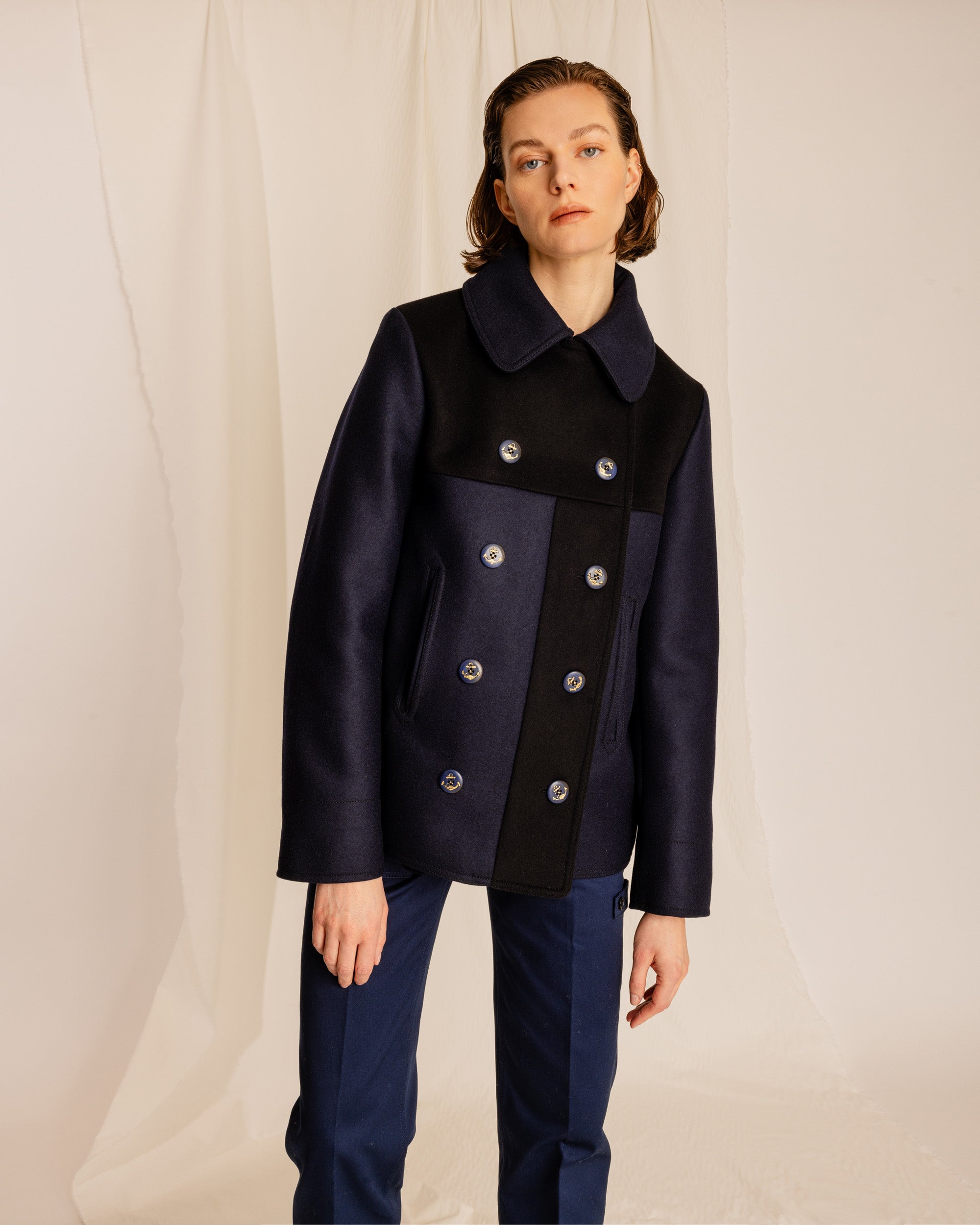 Frida Cappotto Doppiopetto Patchwork In Lana