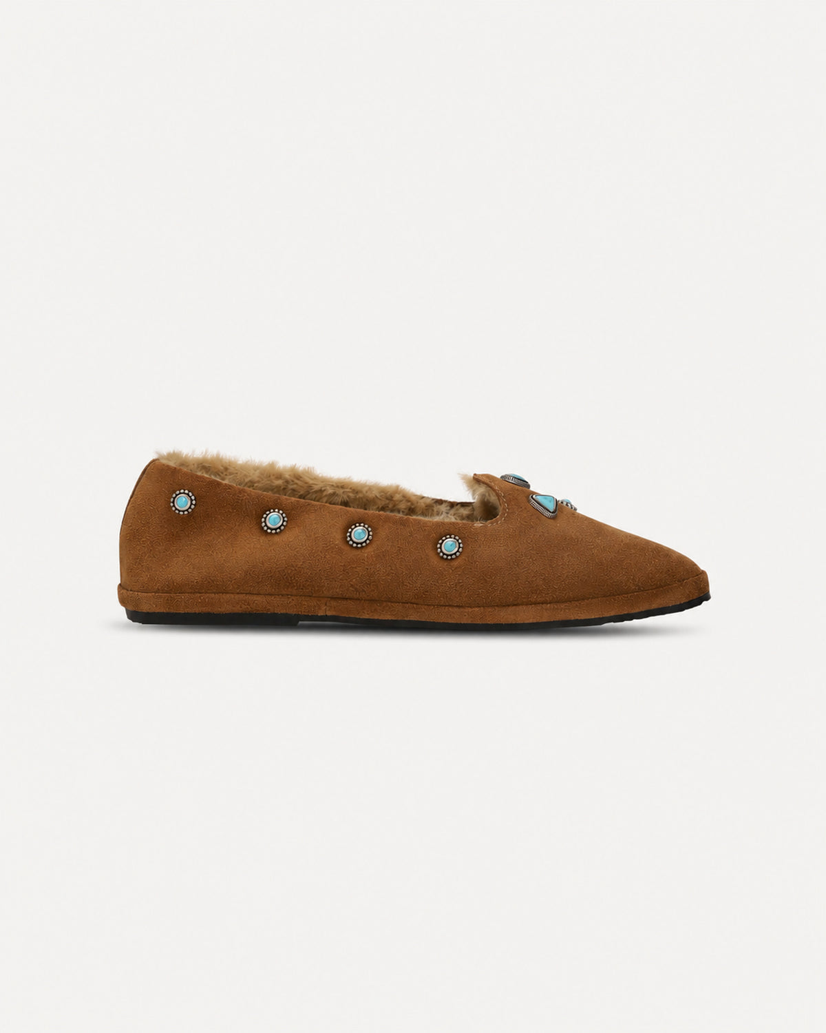 Frutate Friulan Suede Slippers with Sruds and Fur Lining
