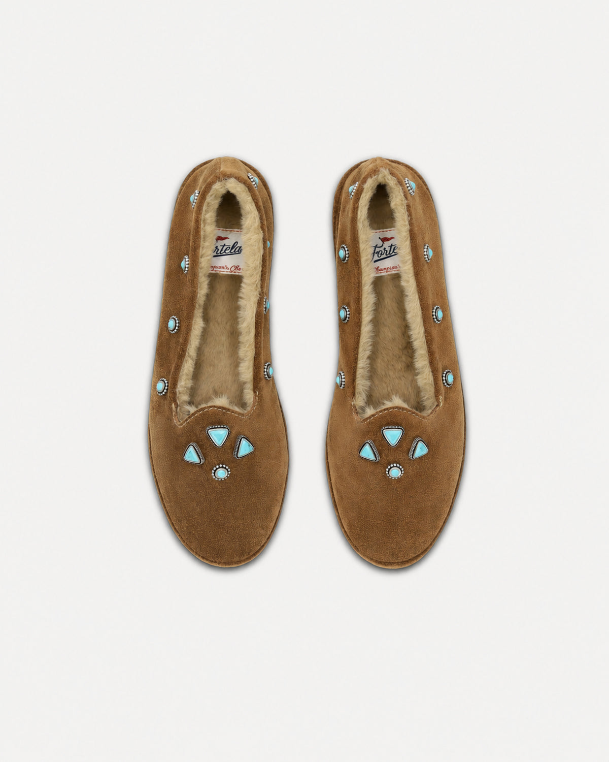 Frutate Friulan Suede Slippers with Sruds and Fur Lining