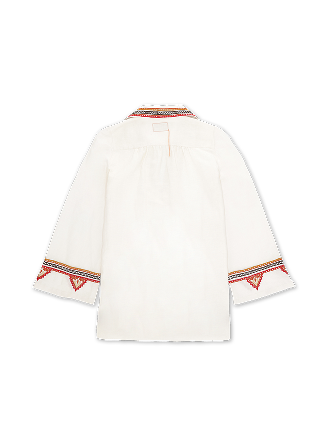 Gea Abito Corto Ricamato in Lino