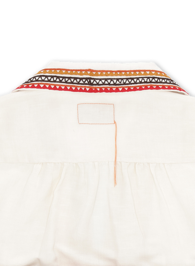 Gea Abito Corto Ricamato in Lino