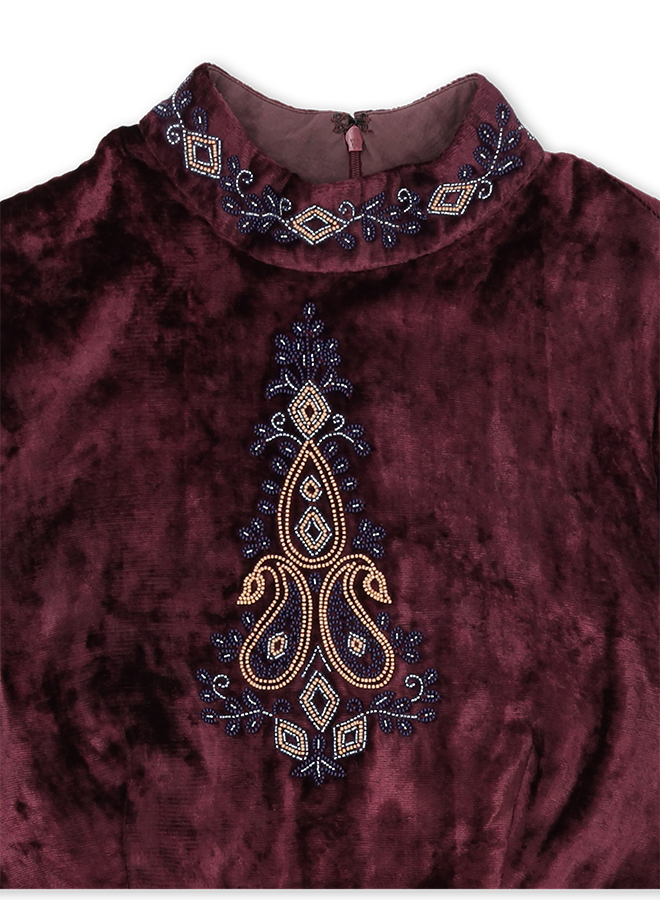 Georgine Maxi Abito In Velluto Con Ricami