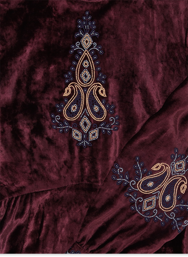 Georgine Maxi Abito In Velluto Con Ricami