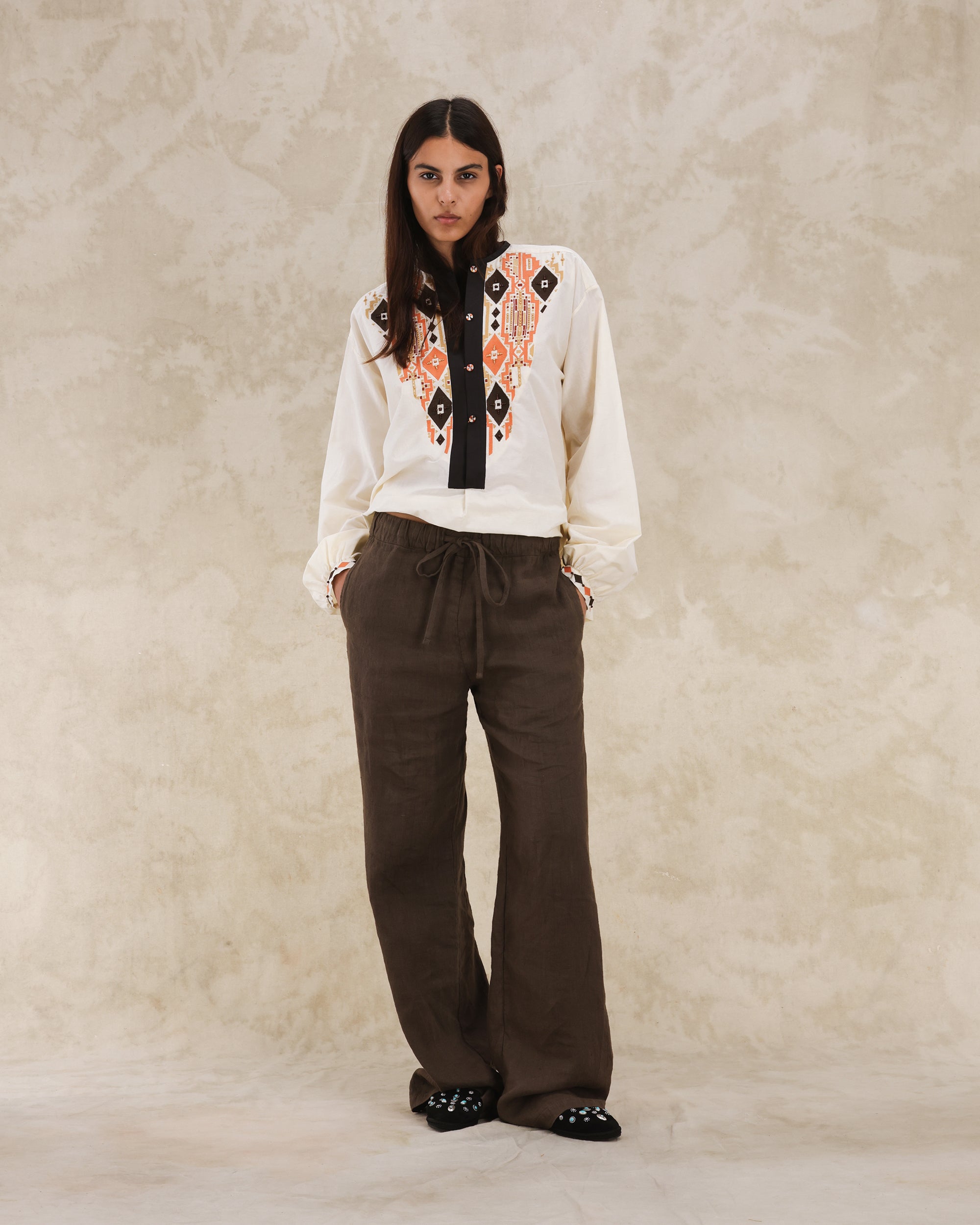 Jaleh Pantaloni Con Coulisse In Lino