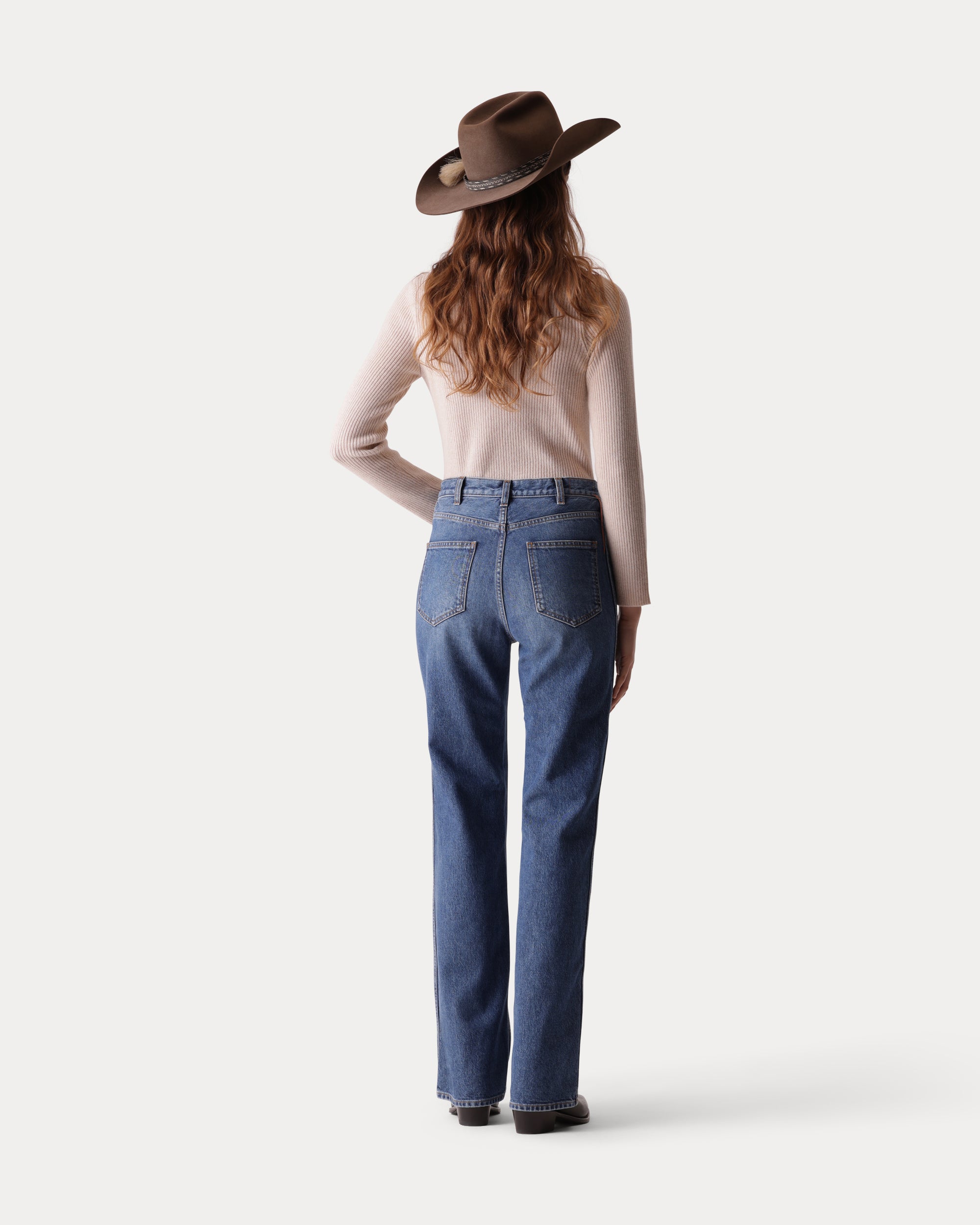 Jane Pantaloni Bootcut In Denim Stone Wash