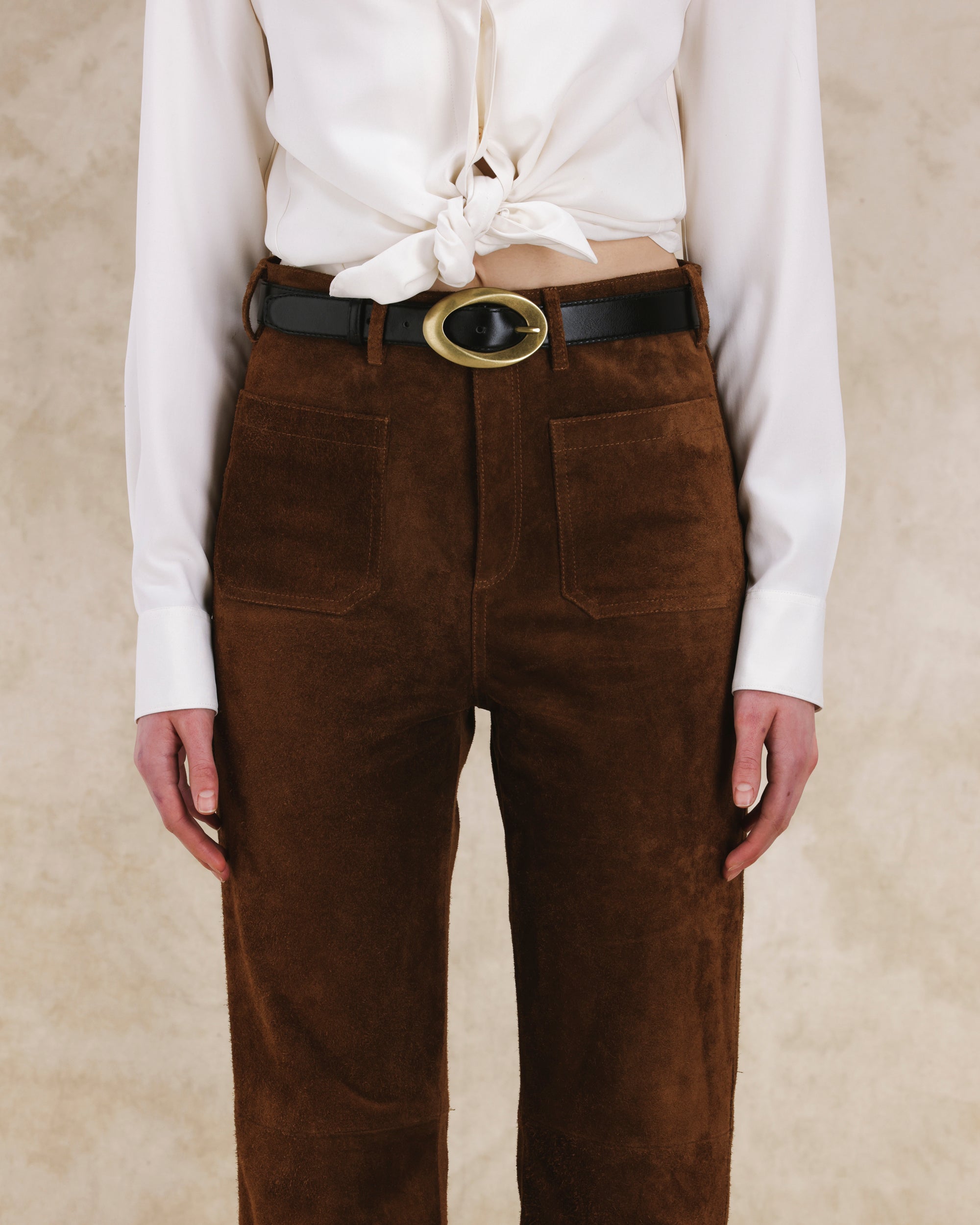 Jane Pantaloni In Pelle Scamosciata