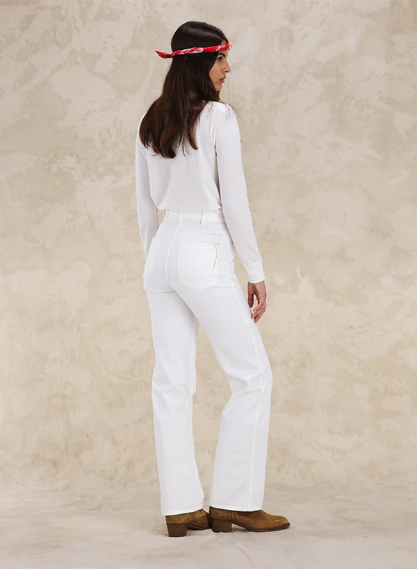 Janej Bootcut Cotton Bull Pants White