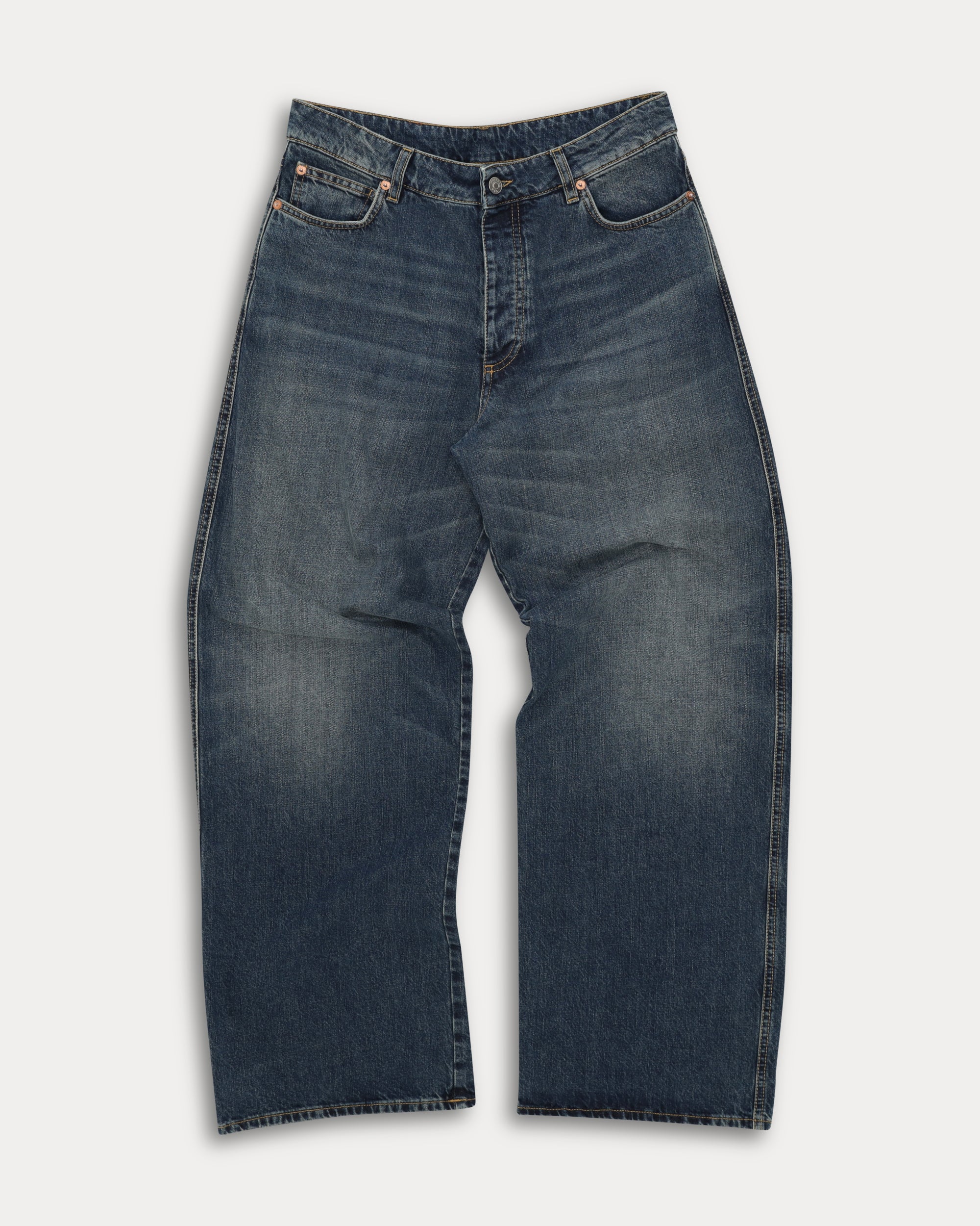 JaronLow Wide Leg Stone Wash Denim Trousers