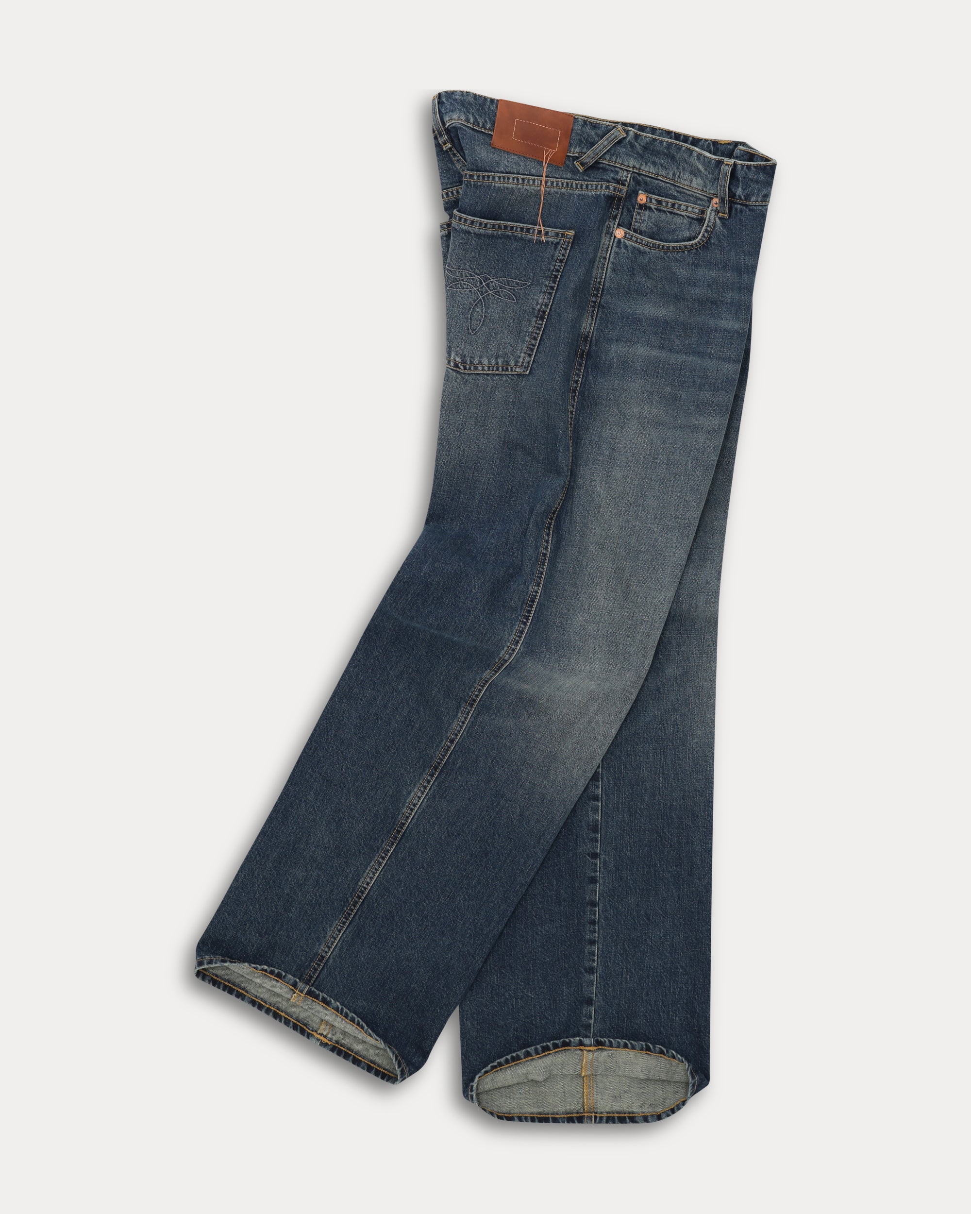 JaronLow Wide Leg Stone Wash Denim Trousers