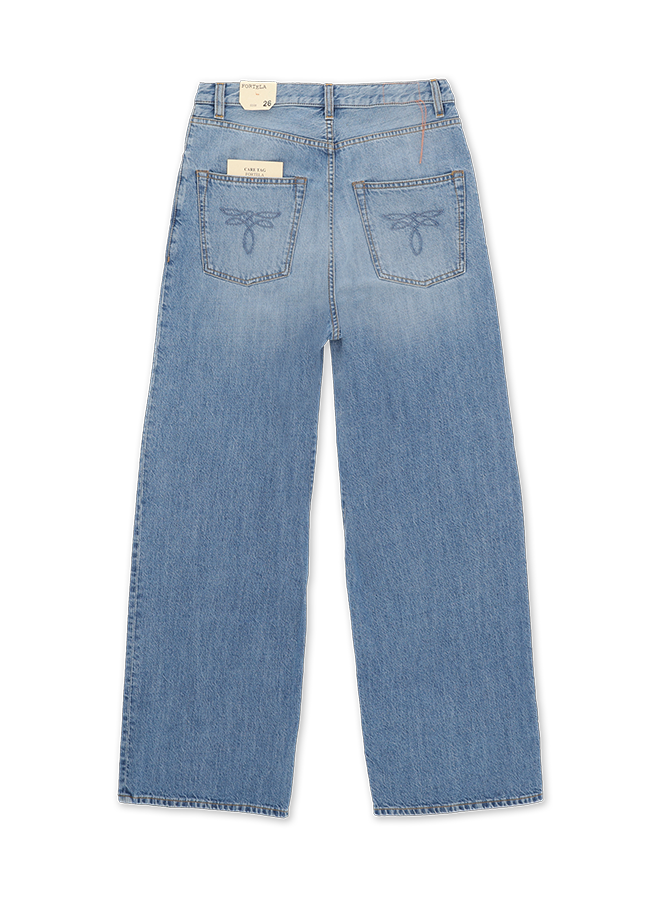 Jaron Pantaloni Gamba Ampia In Denim Bleach Wash