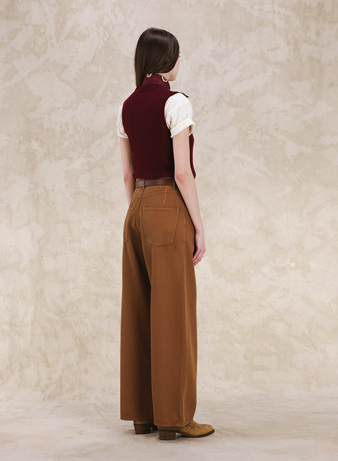 Jaron Pantaloni Gamba Ampia Lana E Cotone