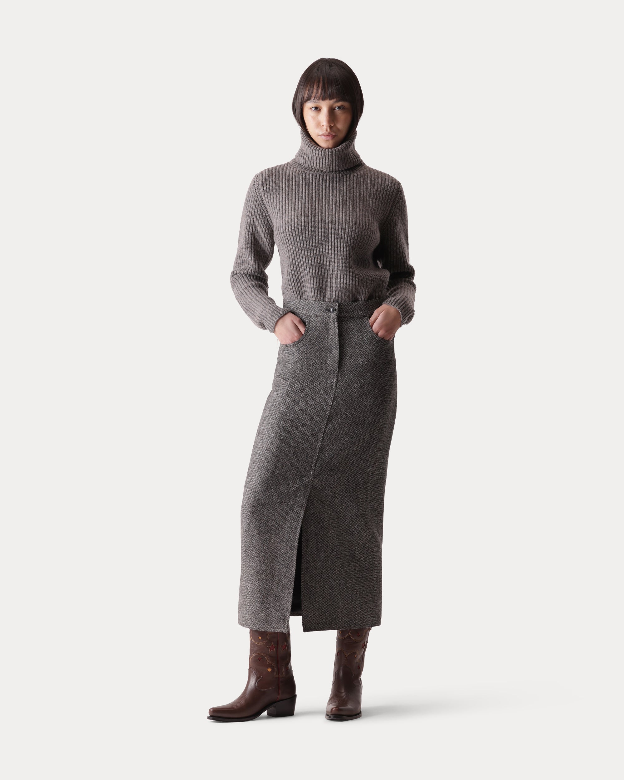 Jasmine Pure Wool Midi Skirt