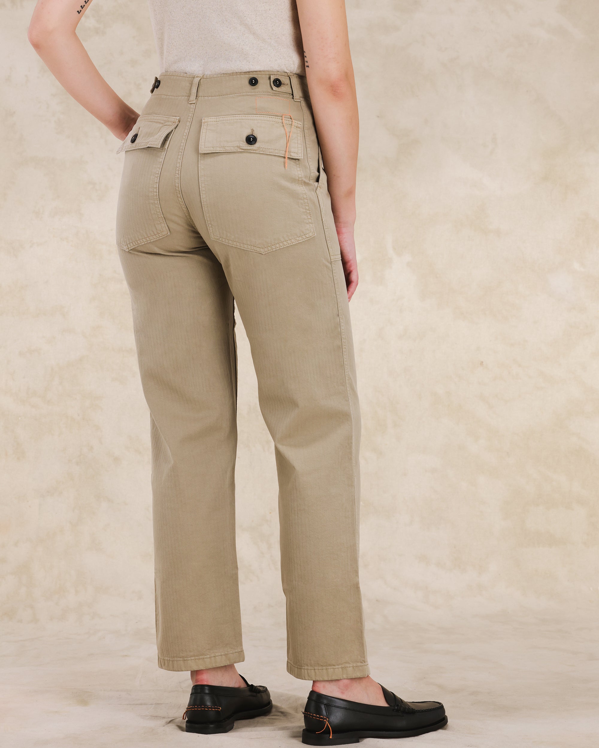 Jerryt Pantaloni Fatigue In Herringbone Di Cotone