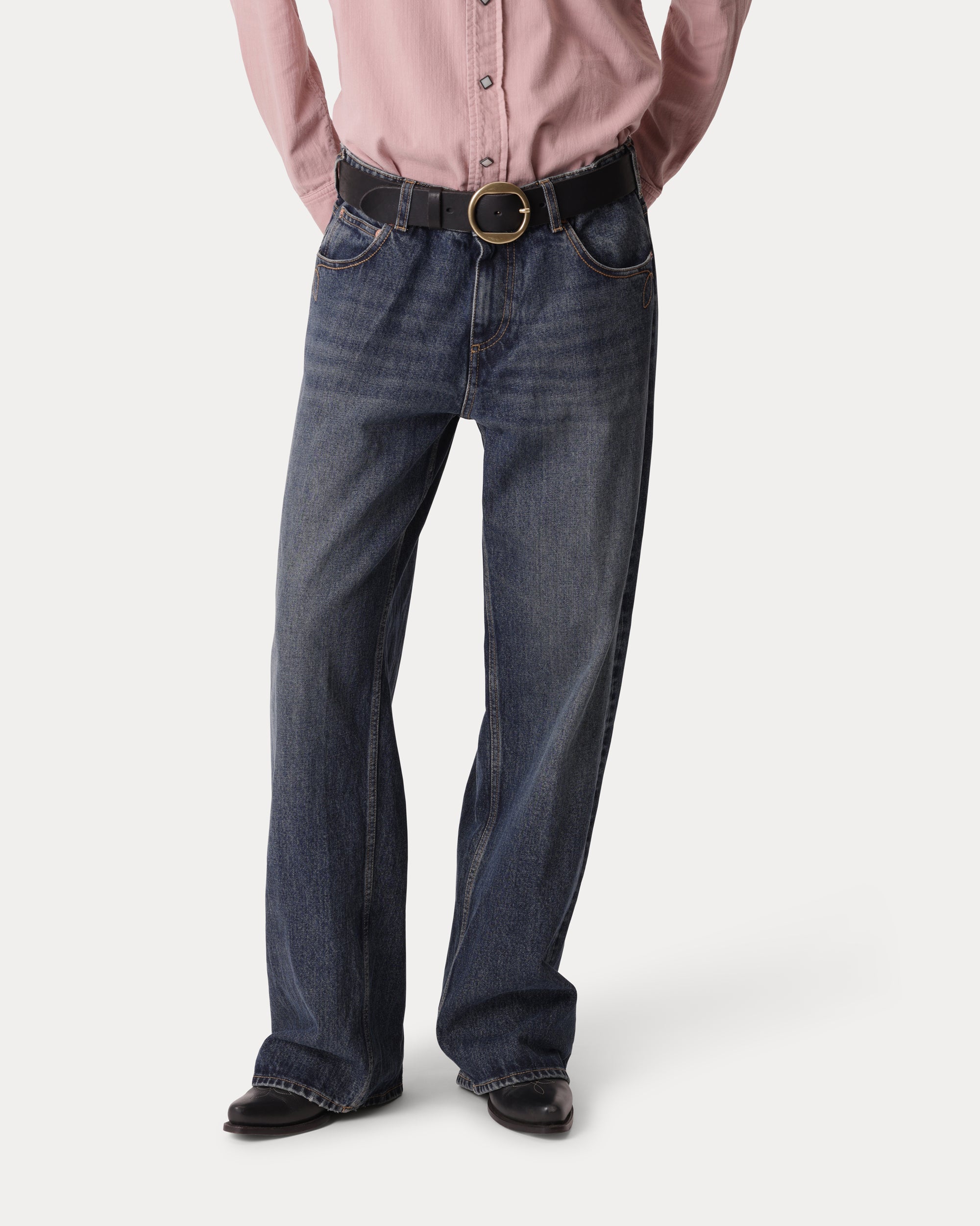Joy Pantaloni Regular in Denim Stone Wash