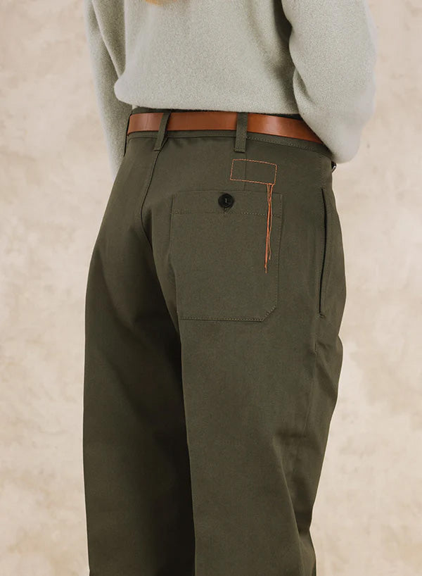 Judy Pantaloni in Gabardine di Cotone con Pences