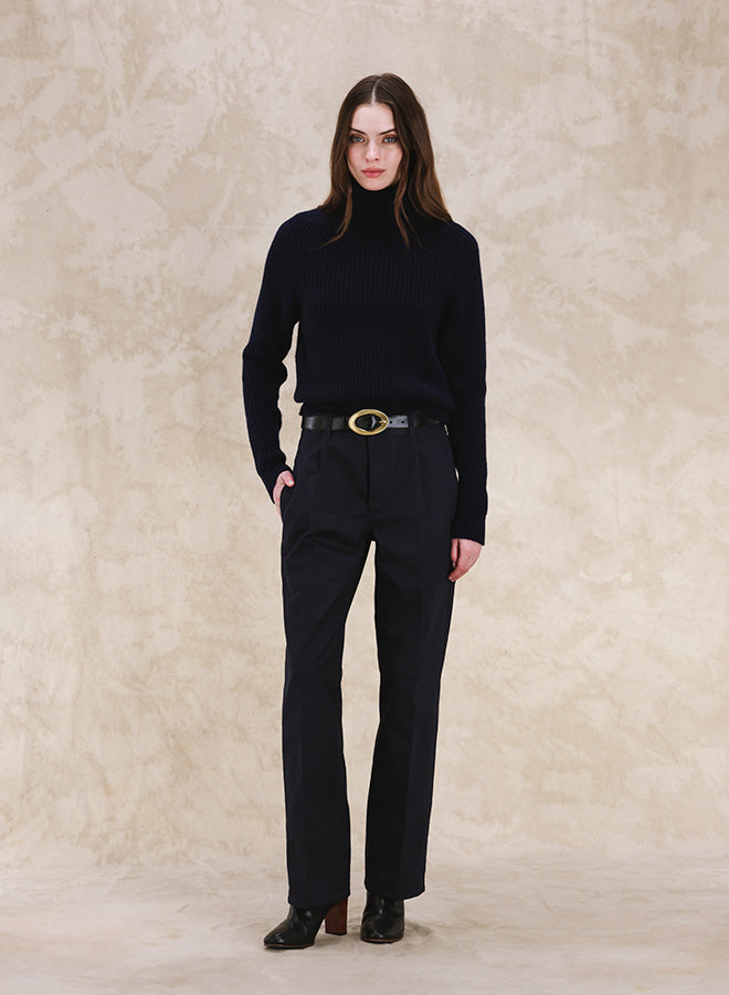 Judy Pantaloni in Gabardine di Cotone con Pences