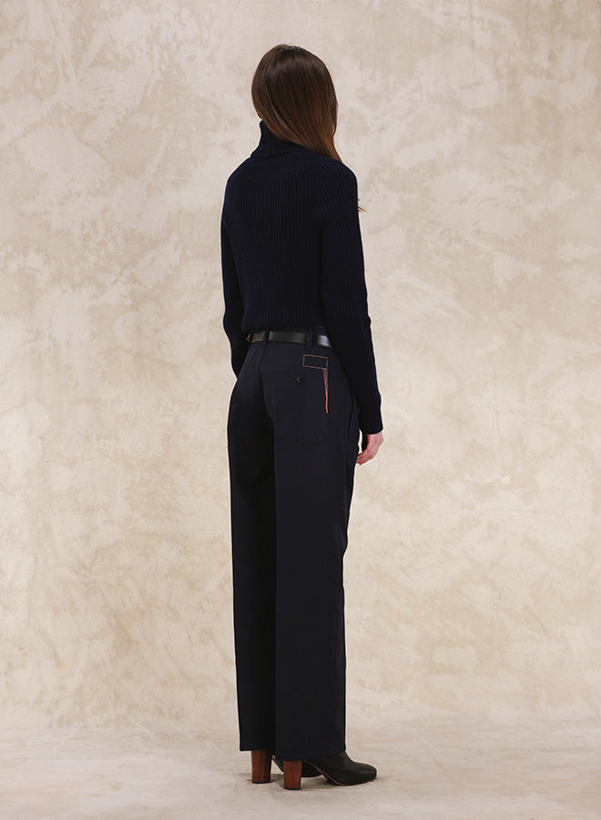 Judy Pantaloni in Gabardine di Cotone con Pences