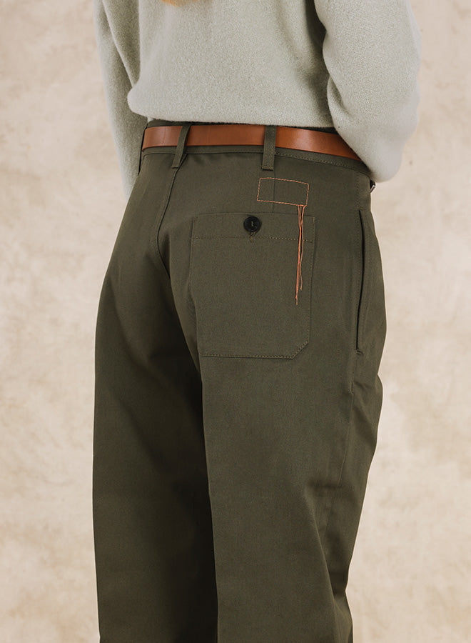 Judy Pantaloni in Gabardine di Cotone con Pences