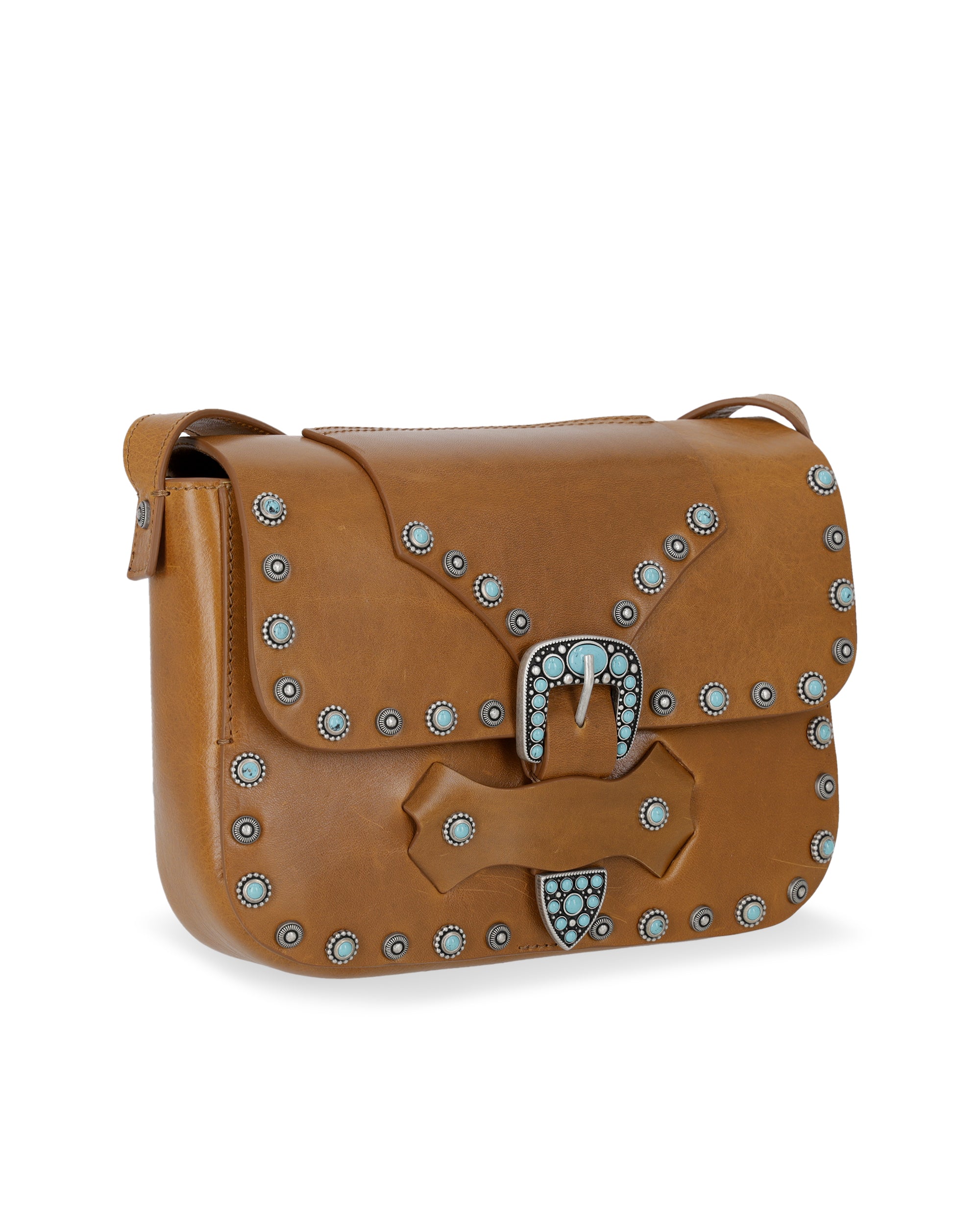 Kaya Borsa In Pelle Di Vitello Con Turchesi