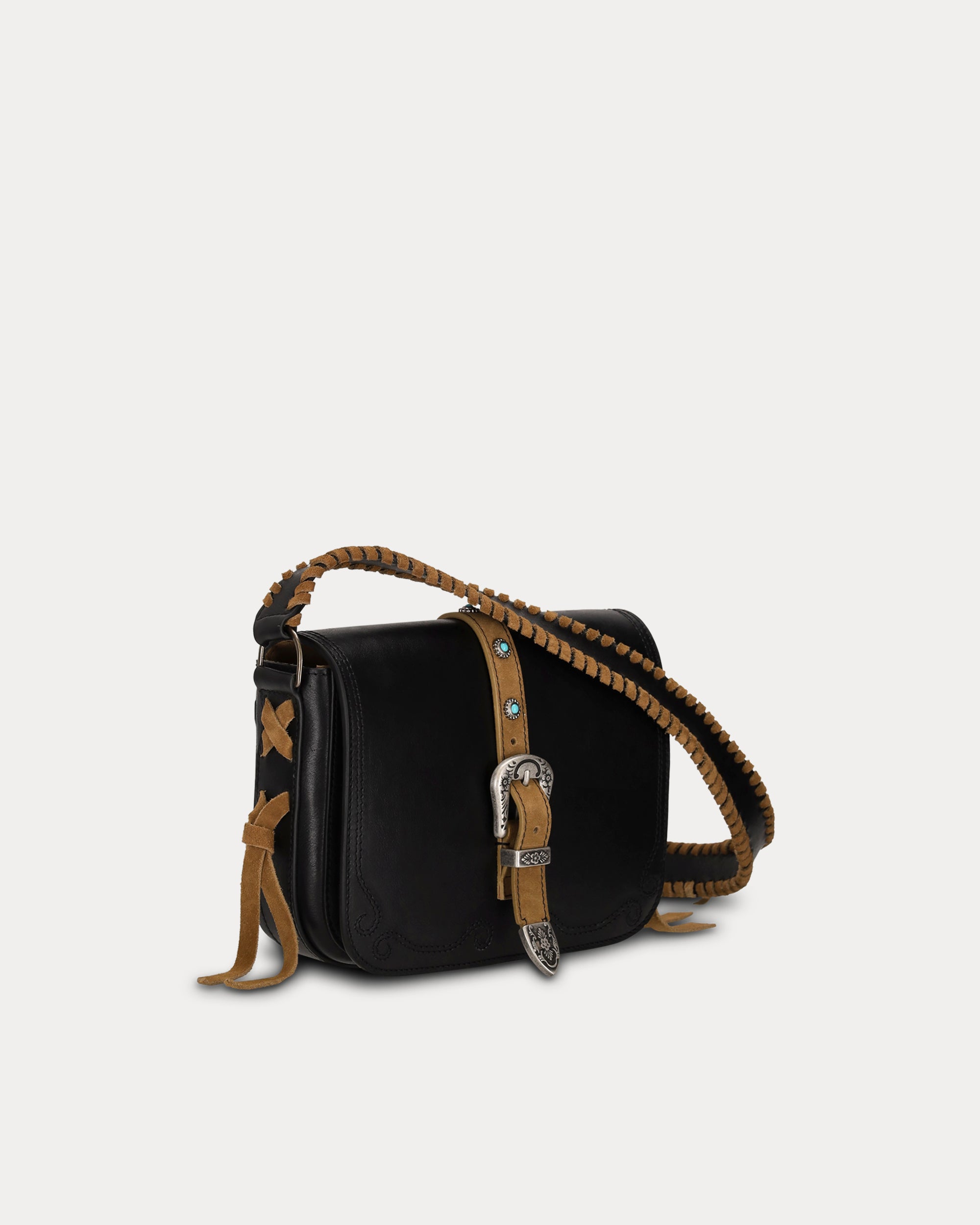Kiki Calf Leather Bag with Weaving and Studs