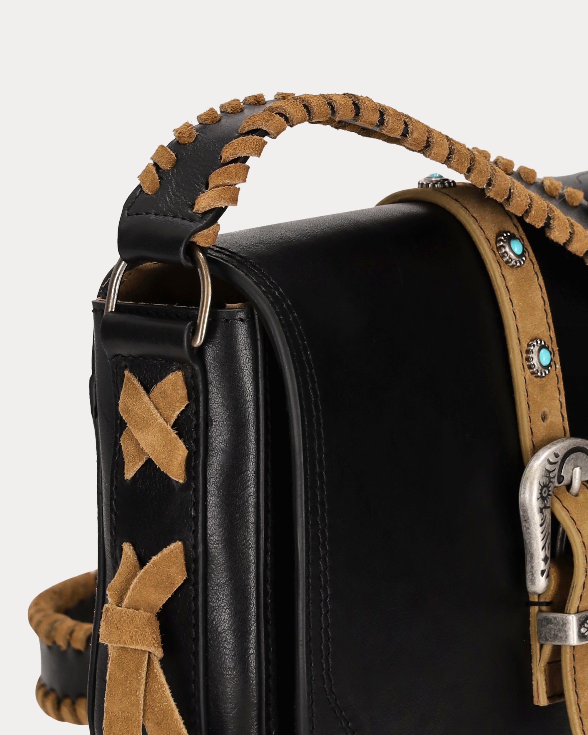 Kiki Calf Leather Bag with Weaving and Studs