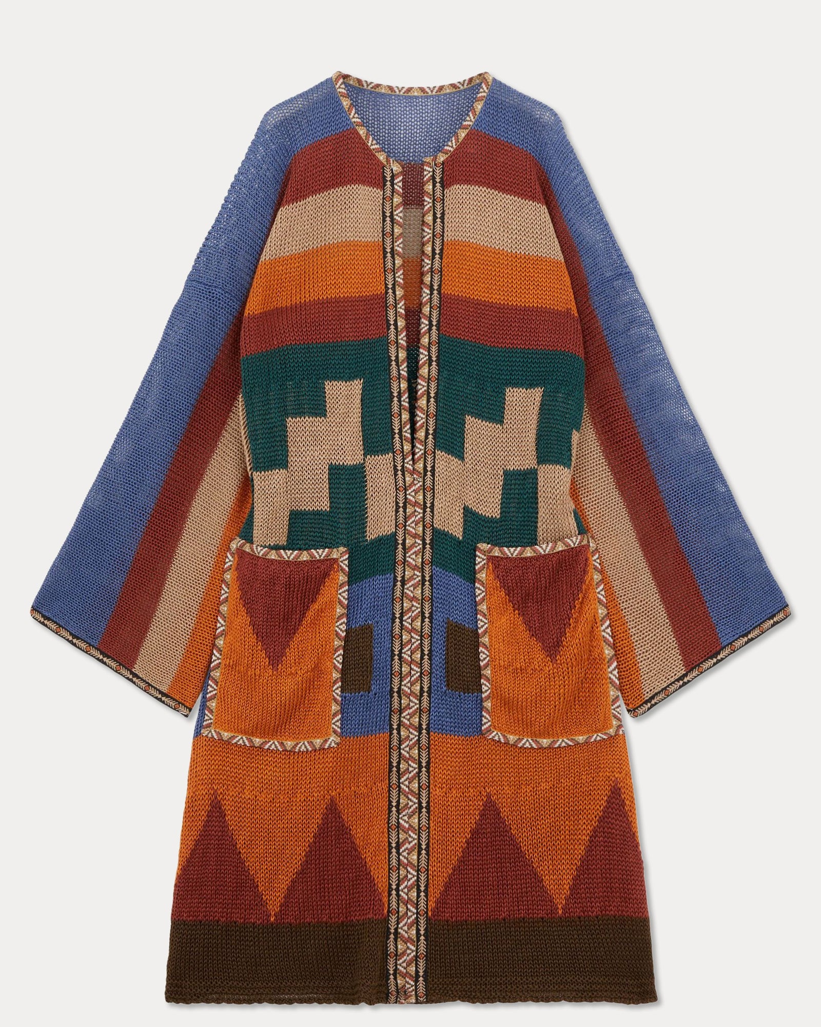 Lara Multicolor Linen Knit Maxi Cardigan
