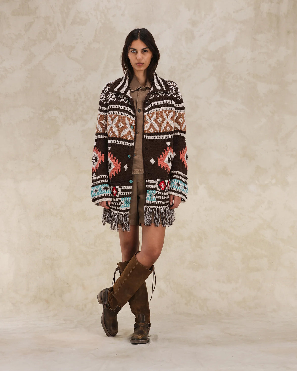 Lilly Cardigan Navajo In Alpaca E Cotone