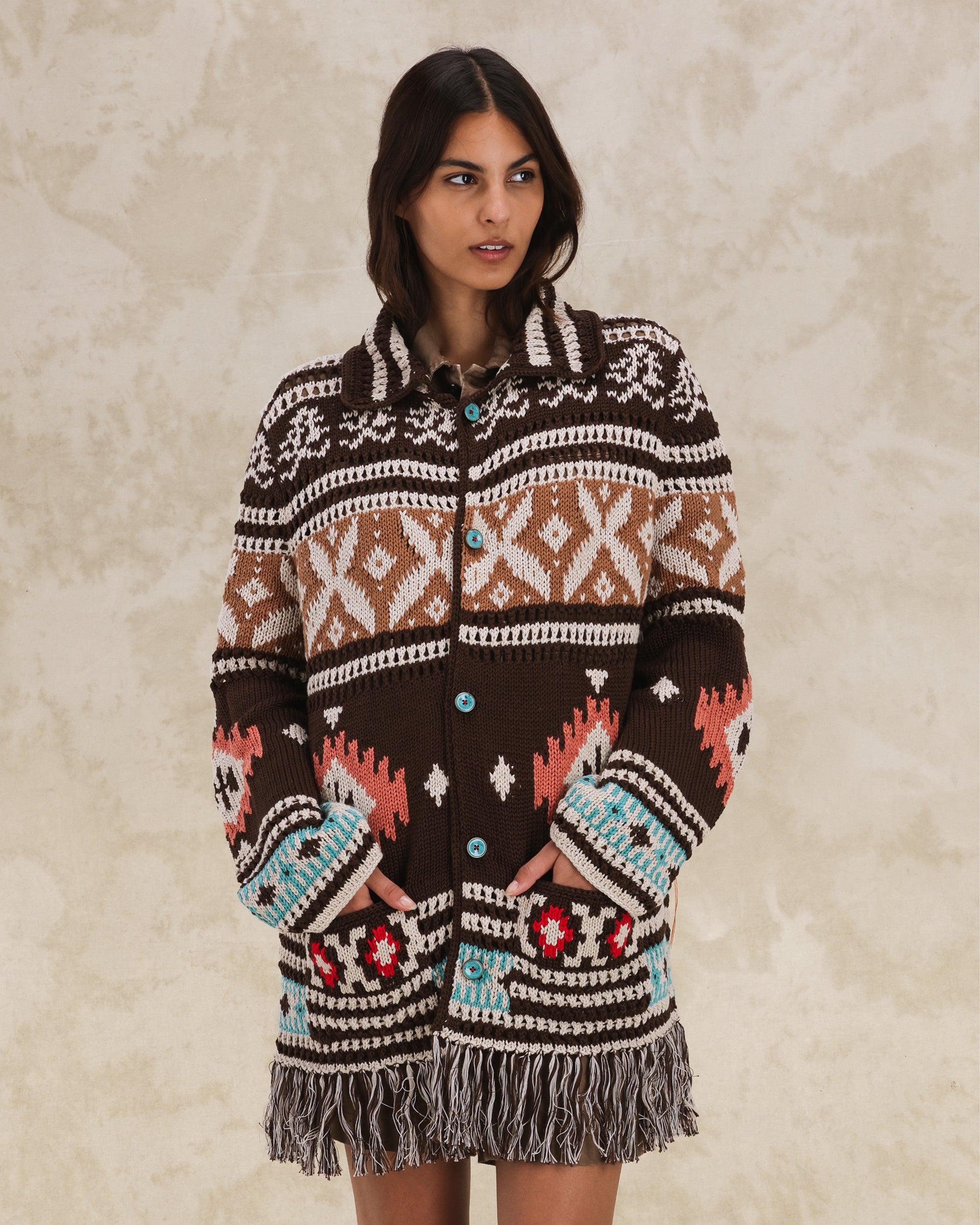 Lilly Cardigan Navajo In Alpaca E Cotone