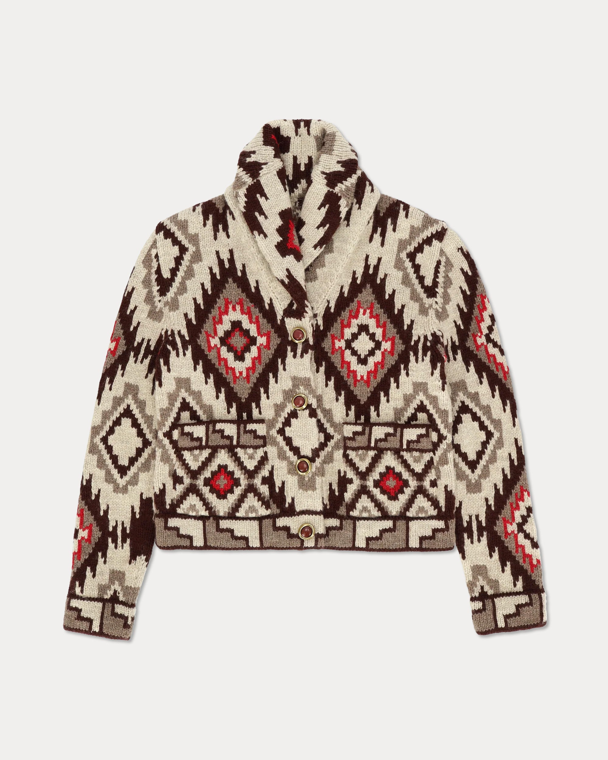 Lydie Wool Cardigan Navajo Pattern