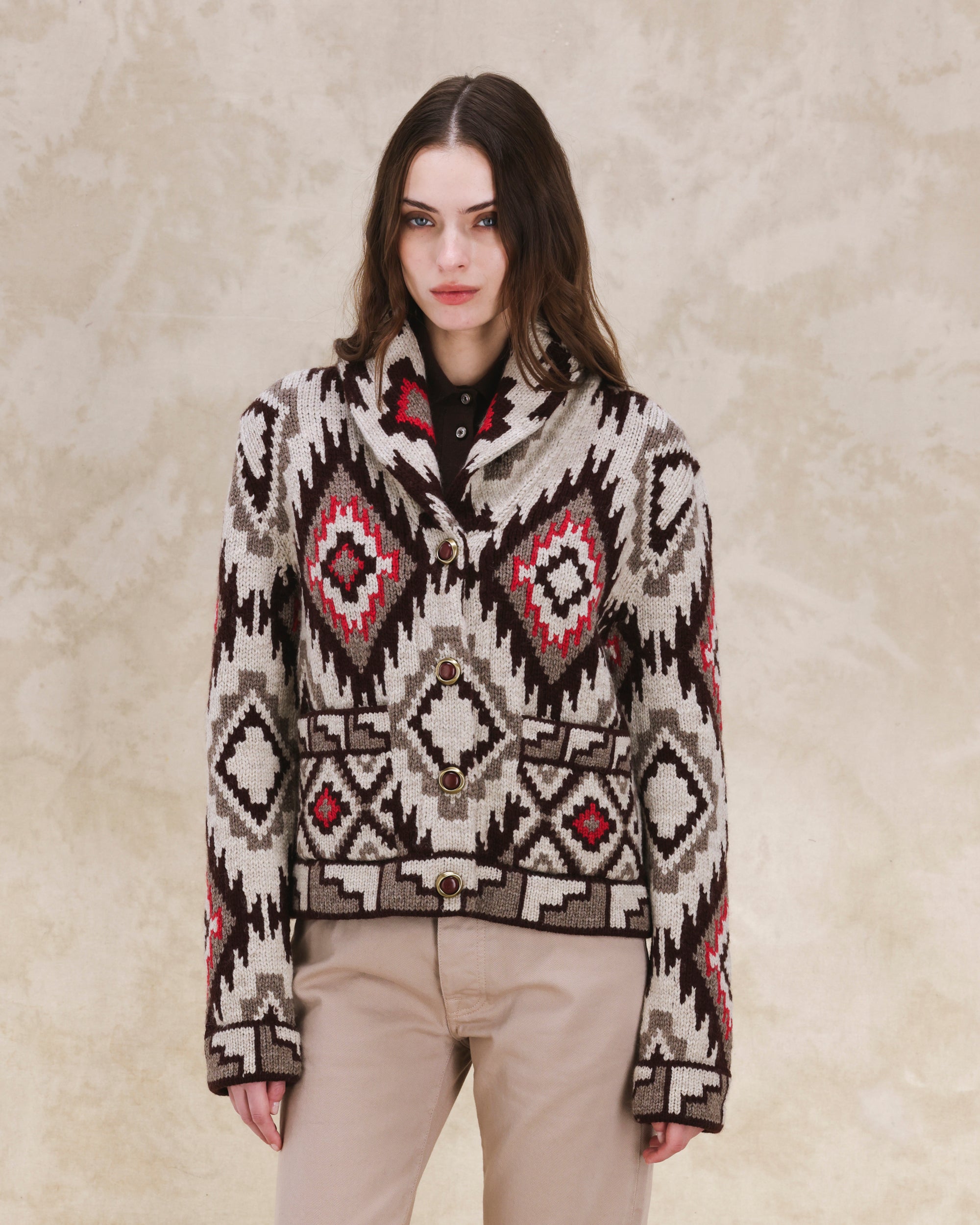 Lydie Cardigan In Lana Motivo Navajo