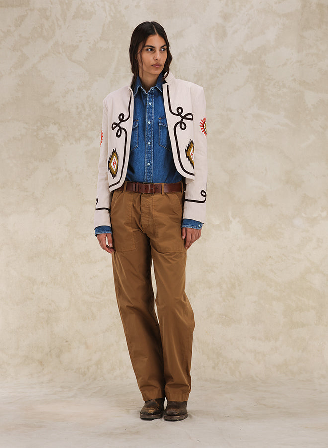 Marine Giacca Bolero in Cotone Con Ricami