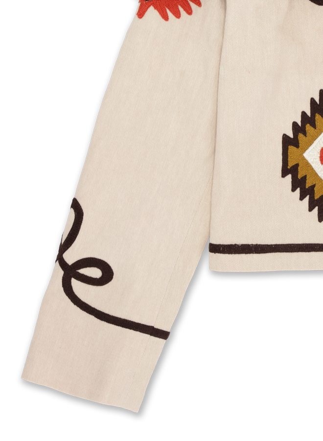 Marine Giacca Bolero in Cotone Con Ricami