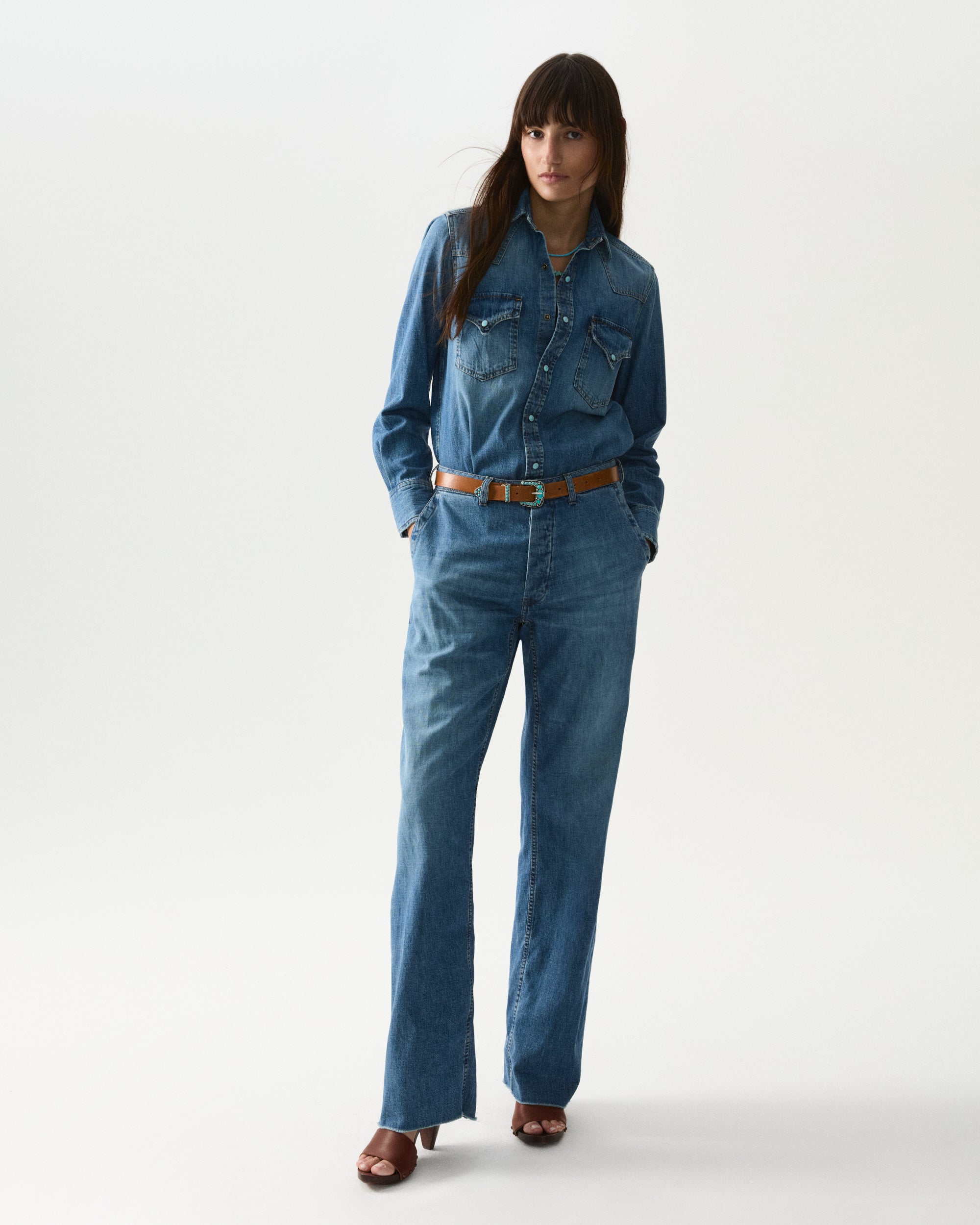 Naelia Lightweight Japan Denim Pants Stone Wash