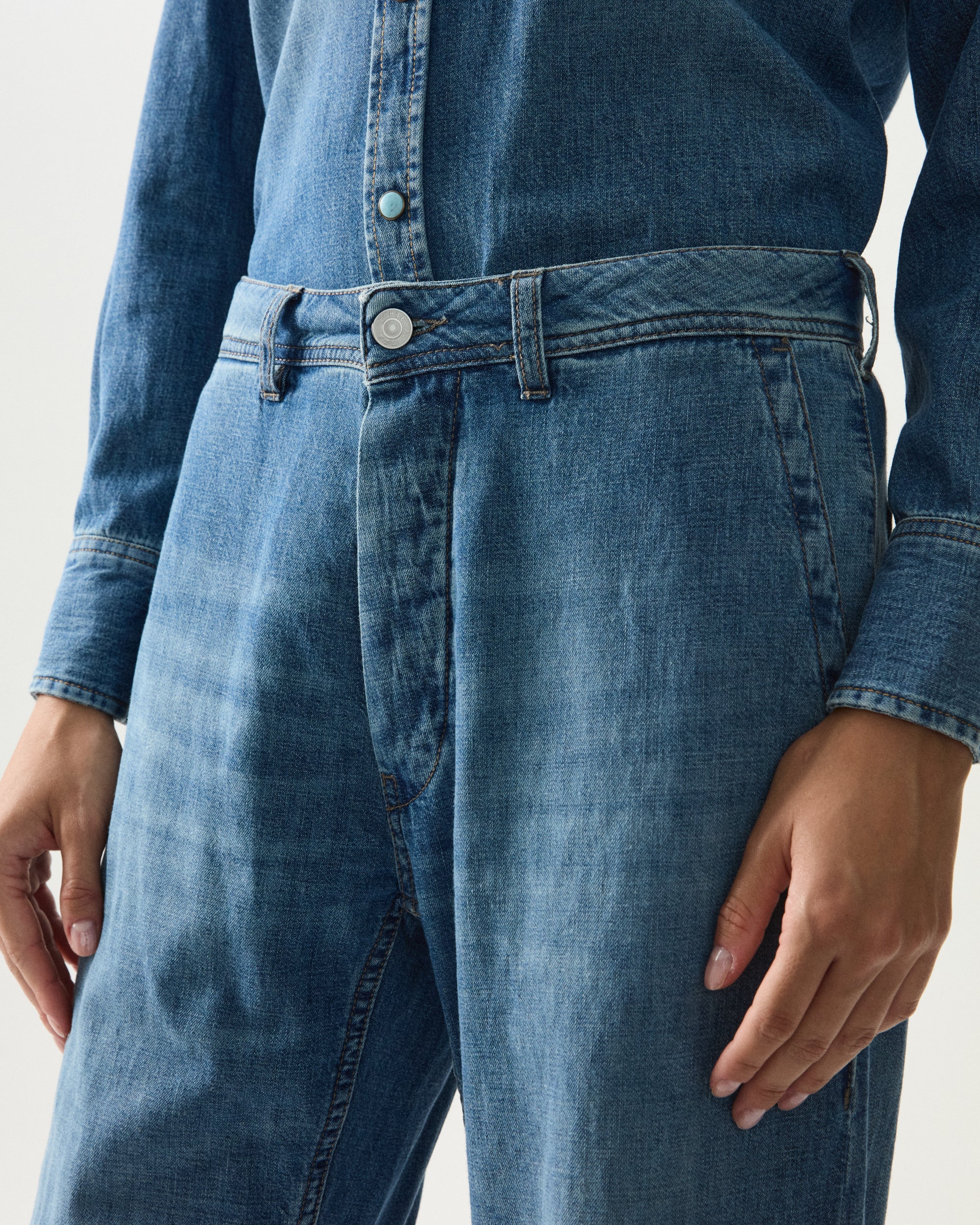 Naelia Lightweight Japan Denim Pants Stone Wash