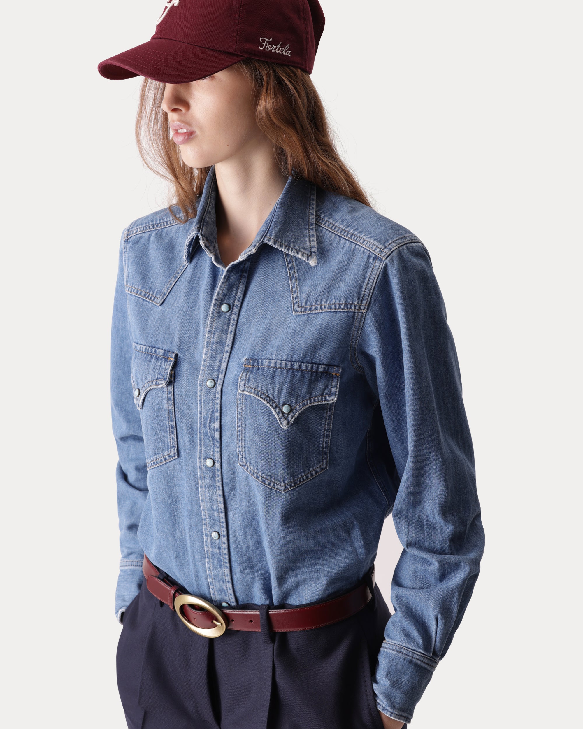 Ntex Camicia Texana In Denim Custom Wash