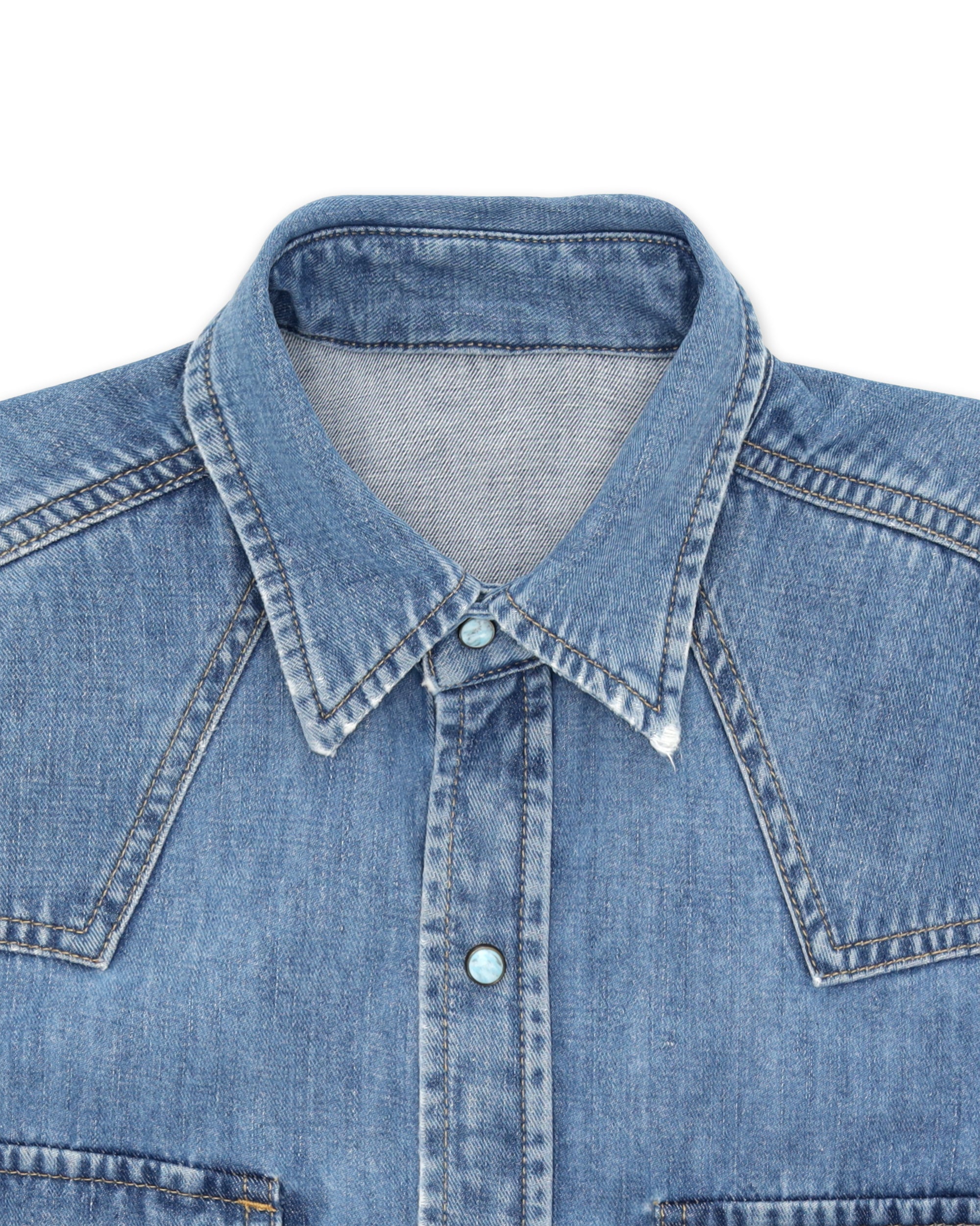Ntex Camicia Texana In Denim Custom Wash
