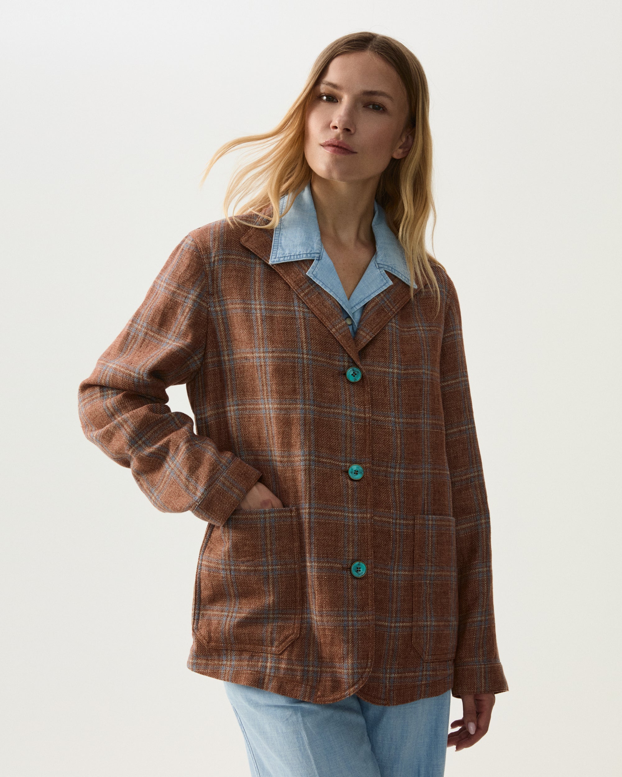 Scotland Checkered Linen and Cotton Classic Jacket