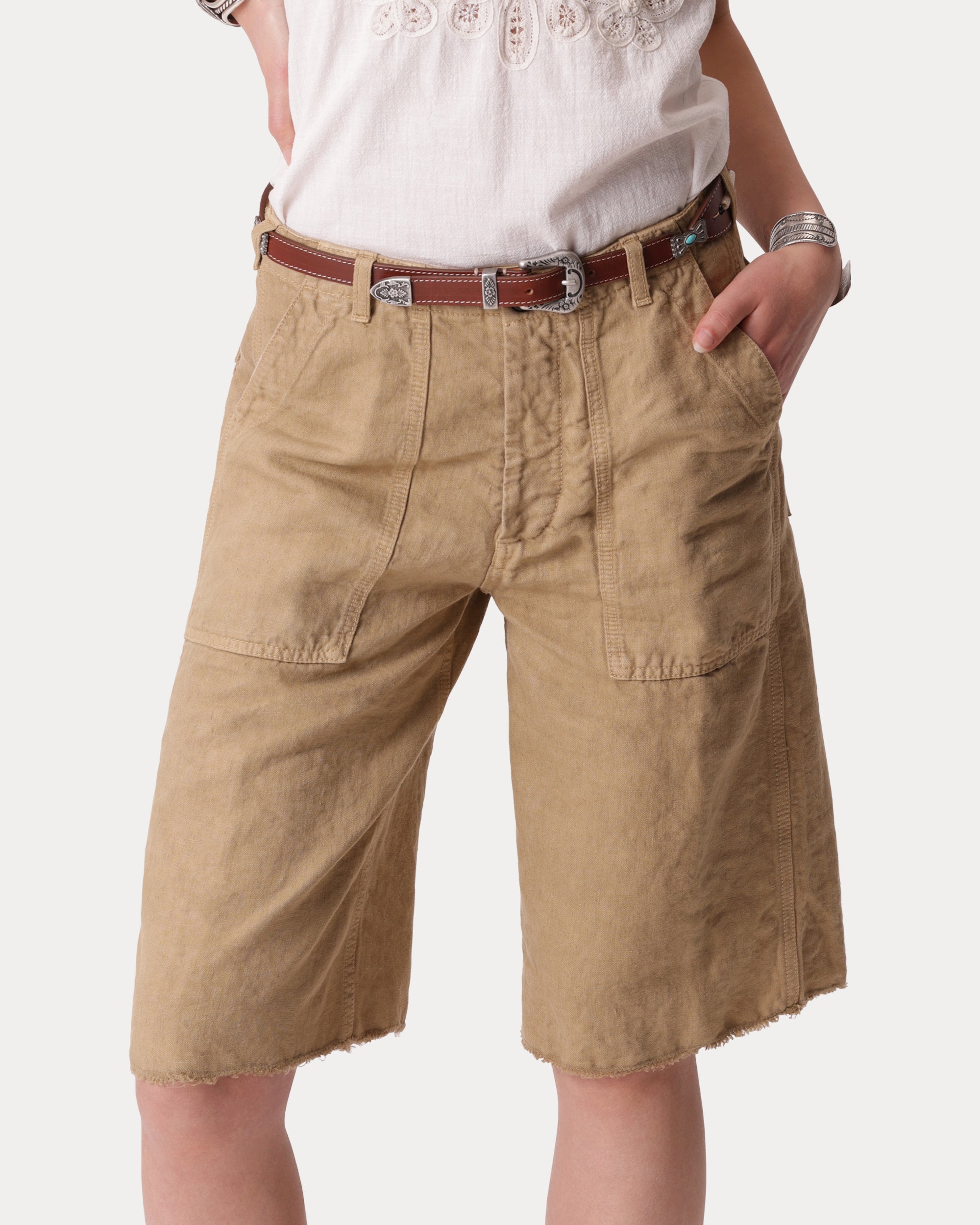 Simone Linen Fatigue Shorts