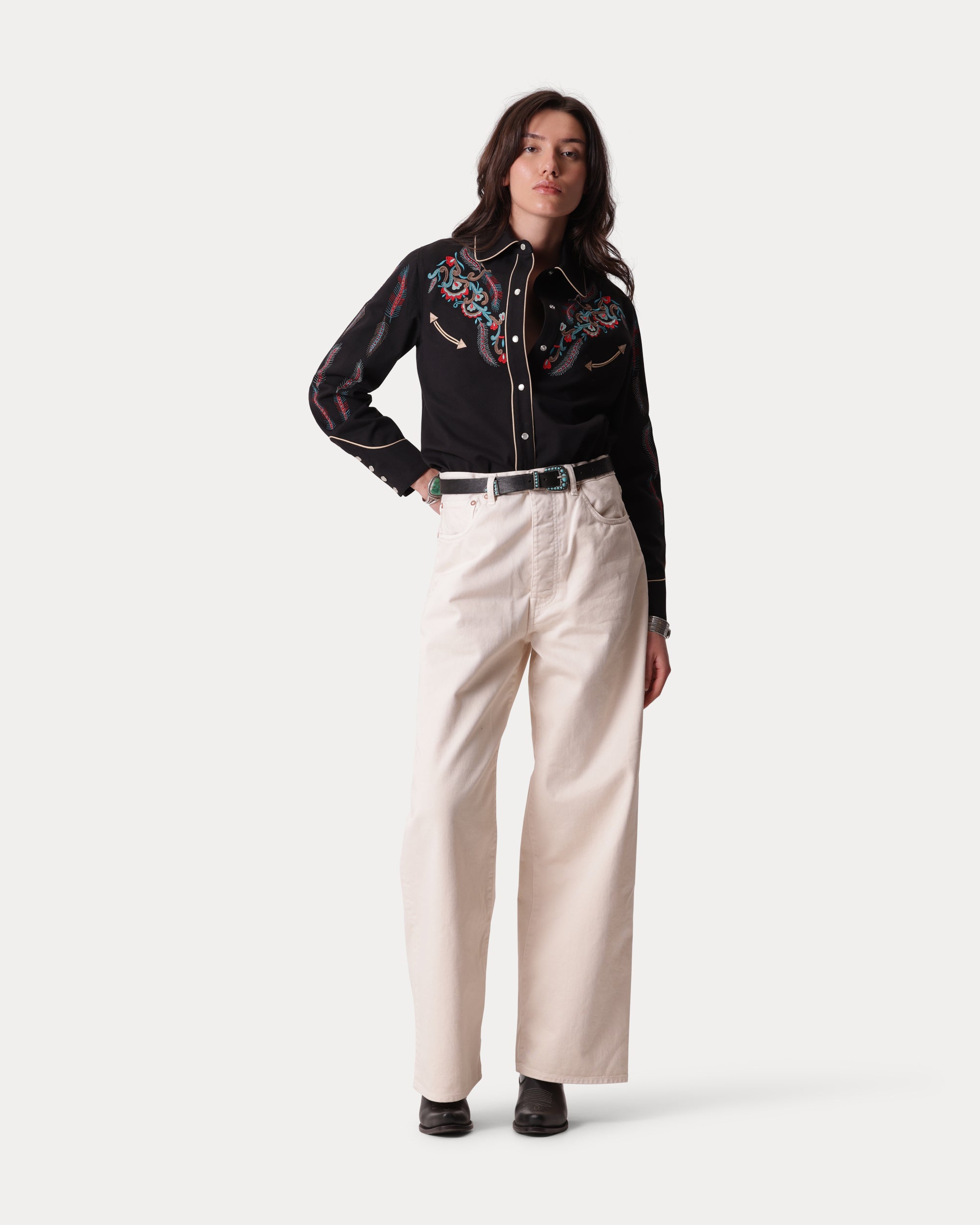 Taissa Embroidered Cotton Twill Shirt