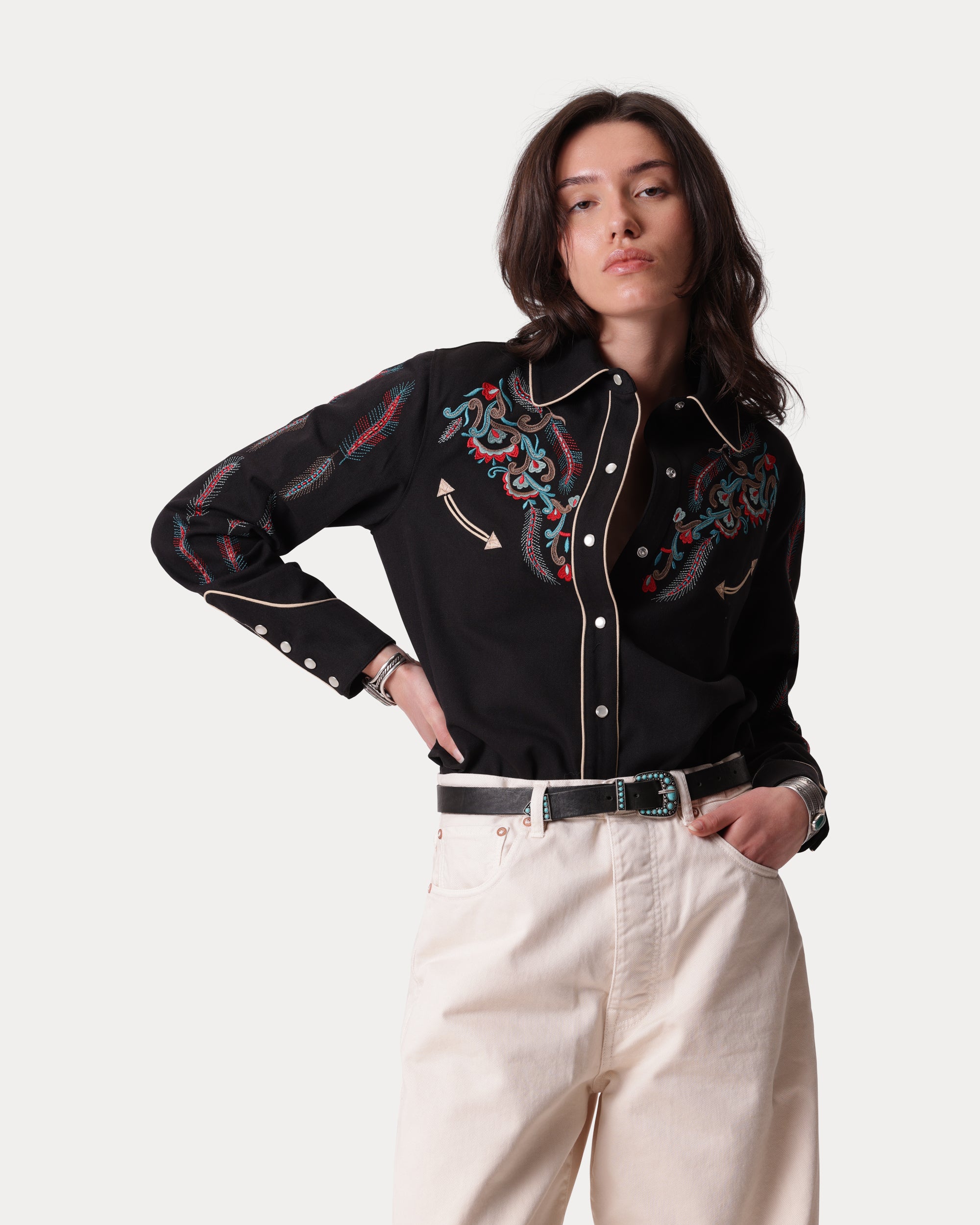 Taissa Embroidered Cotton Twill Shirt